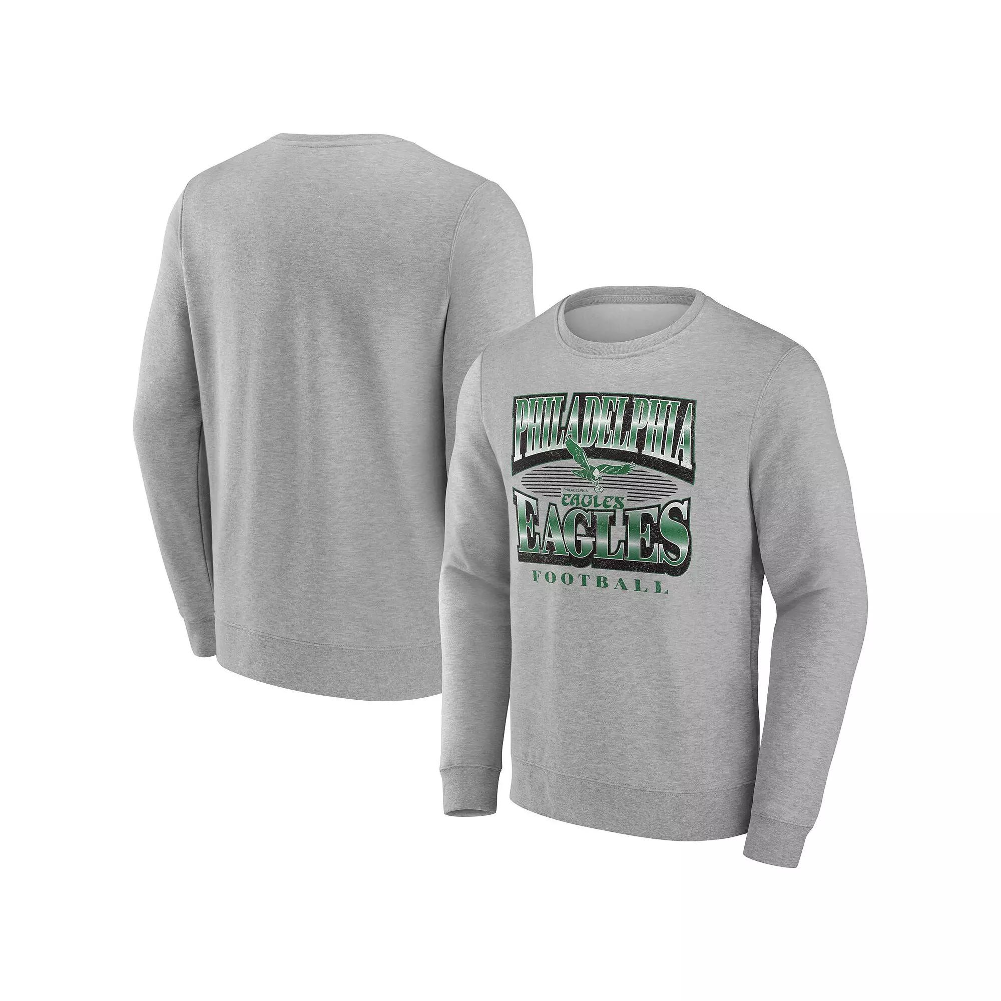 Men's Fanatics Heather Gray Philadelphia Eagles Chance Throwback Fleece Pullover Sweatshirt,  Product Image