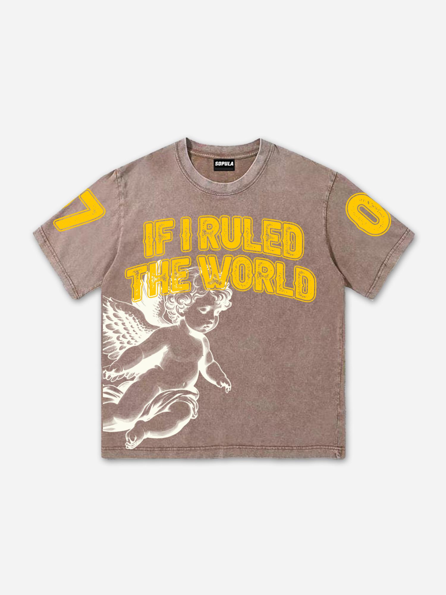 Mindstar-burning Thinking-retro Pattern Acid Wash T-shirt Product Image