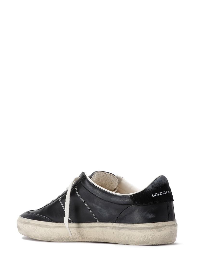 GOLDEN GOOSE Deluxe Brand Vintage-inspired Black Leather Sneakers With Contrasting White Laces Product Image