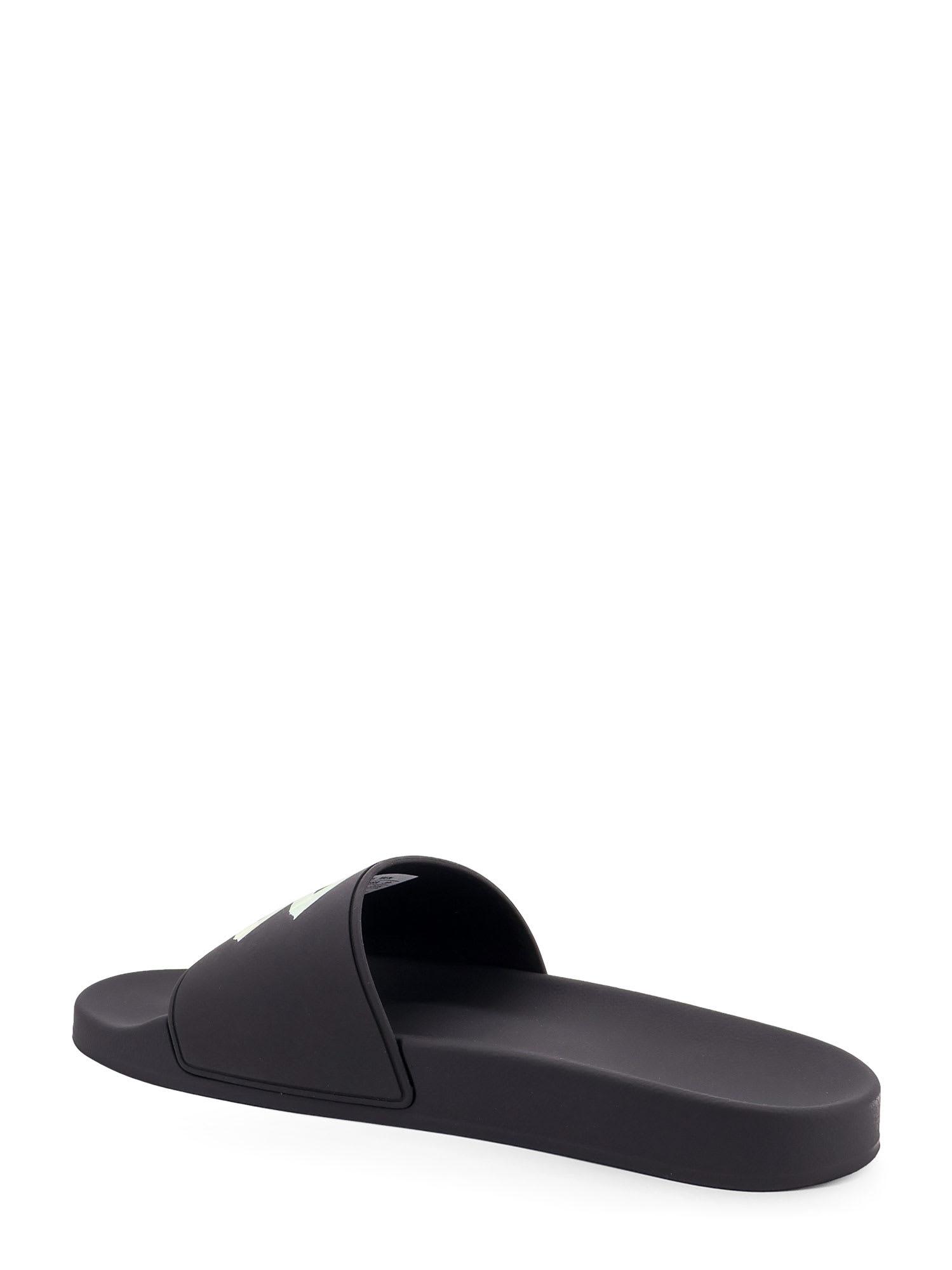 BALENCIAGA Black Sandals With Maxi Contrasting Logo In Tech Fabric Man In Multicolor Product Image