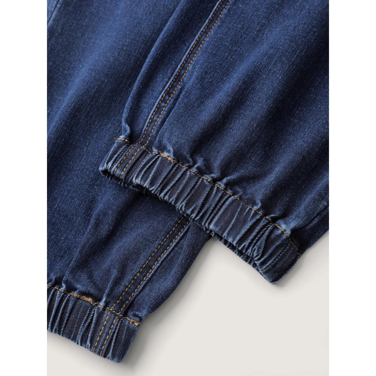 Plus Size Stretchy Drawstring Cuffed Jogger Jeans Women Denimindigo Leisure Elastic Waist Medium stretch Slanted pocket Jeans BloomChic 30/6X Product Image