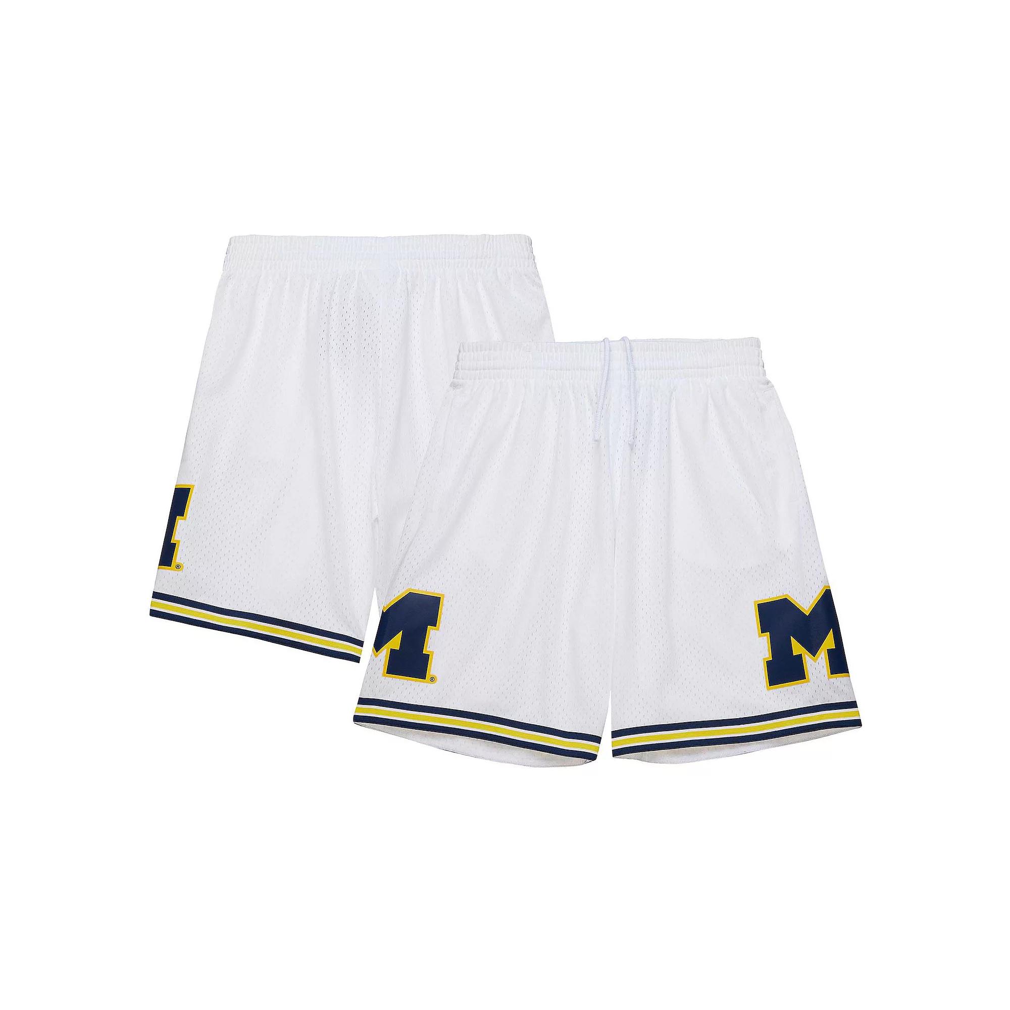 Men's Mitchell & Ness White Michigan Wolverines 1991/92 Throwback Jersey Shorts, Size: Medium Product Image