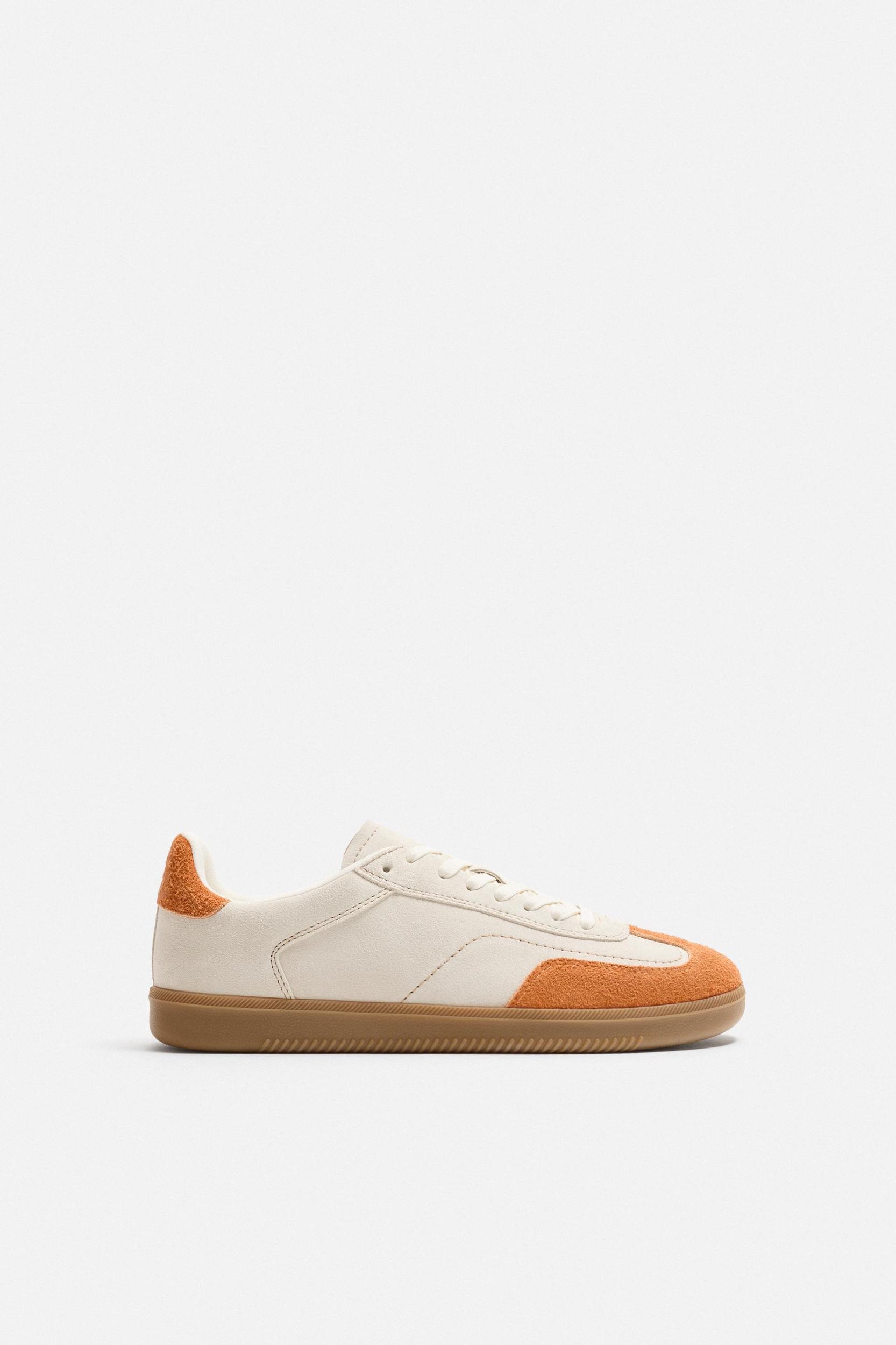 CONTRAST SOLE LEATHER SNEAKERS Product Image