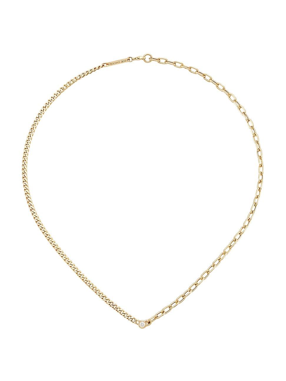 Womens 14K Yellow Gold & Diamond Mixed-Chain Necklace Product Image