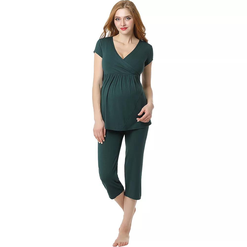 Maternity Pokkori Daily Essential Pajama Top & Pajama Capri Set, Women's,  Product Image