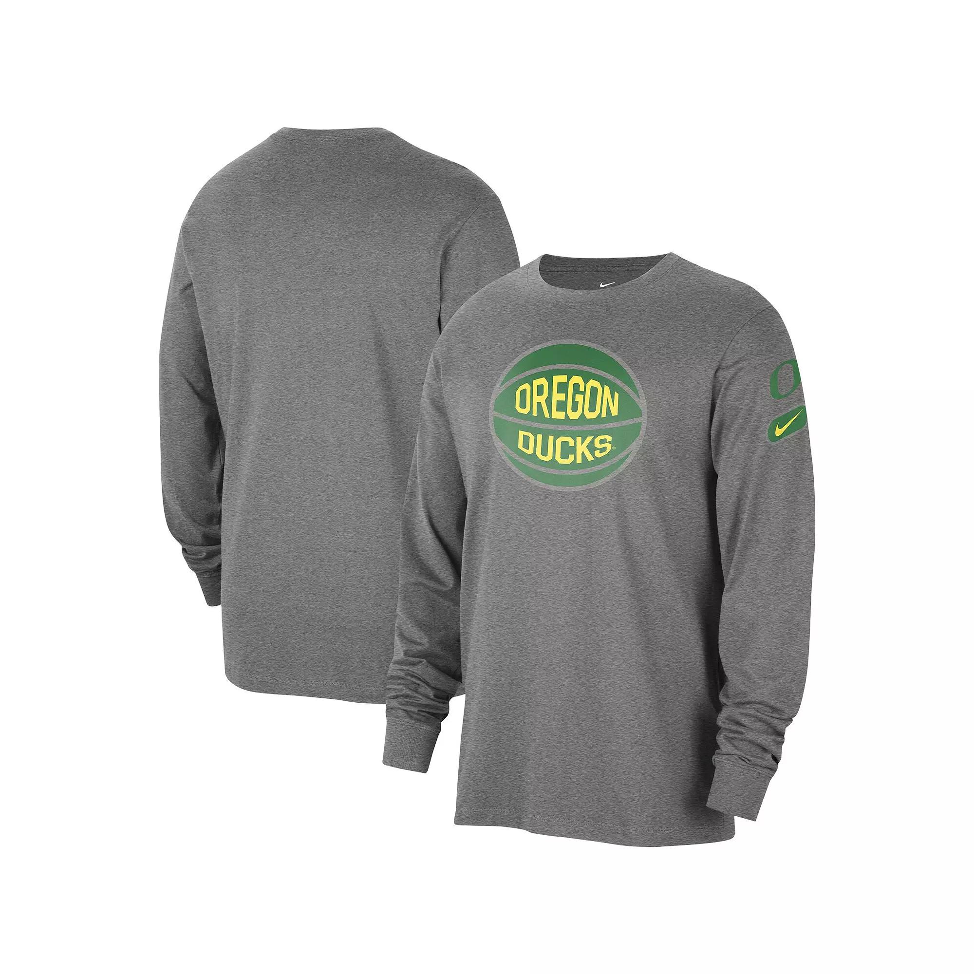 Men's Nike Heather Gray Oregon Ducks Fast Break Long Sleeve T-Shirt,  Product Image