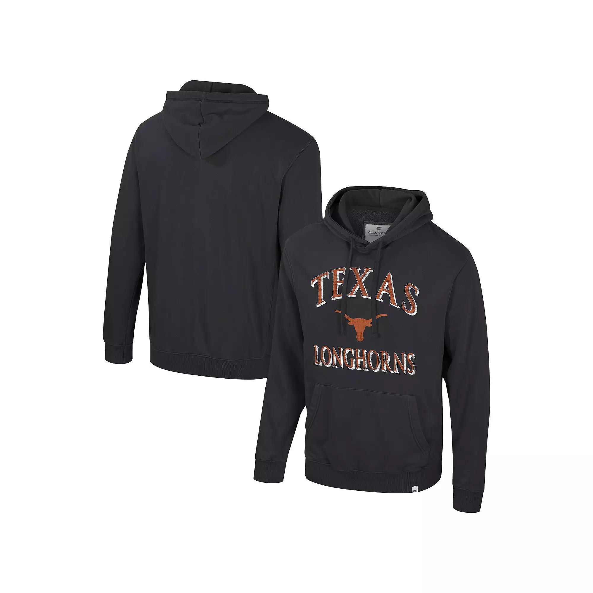 Men's Colosseum Black Texas Longhorns Big & Tall Cap E-Tan Pullover Hoodie,  Product Image