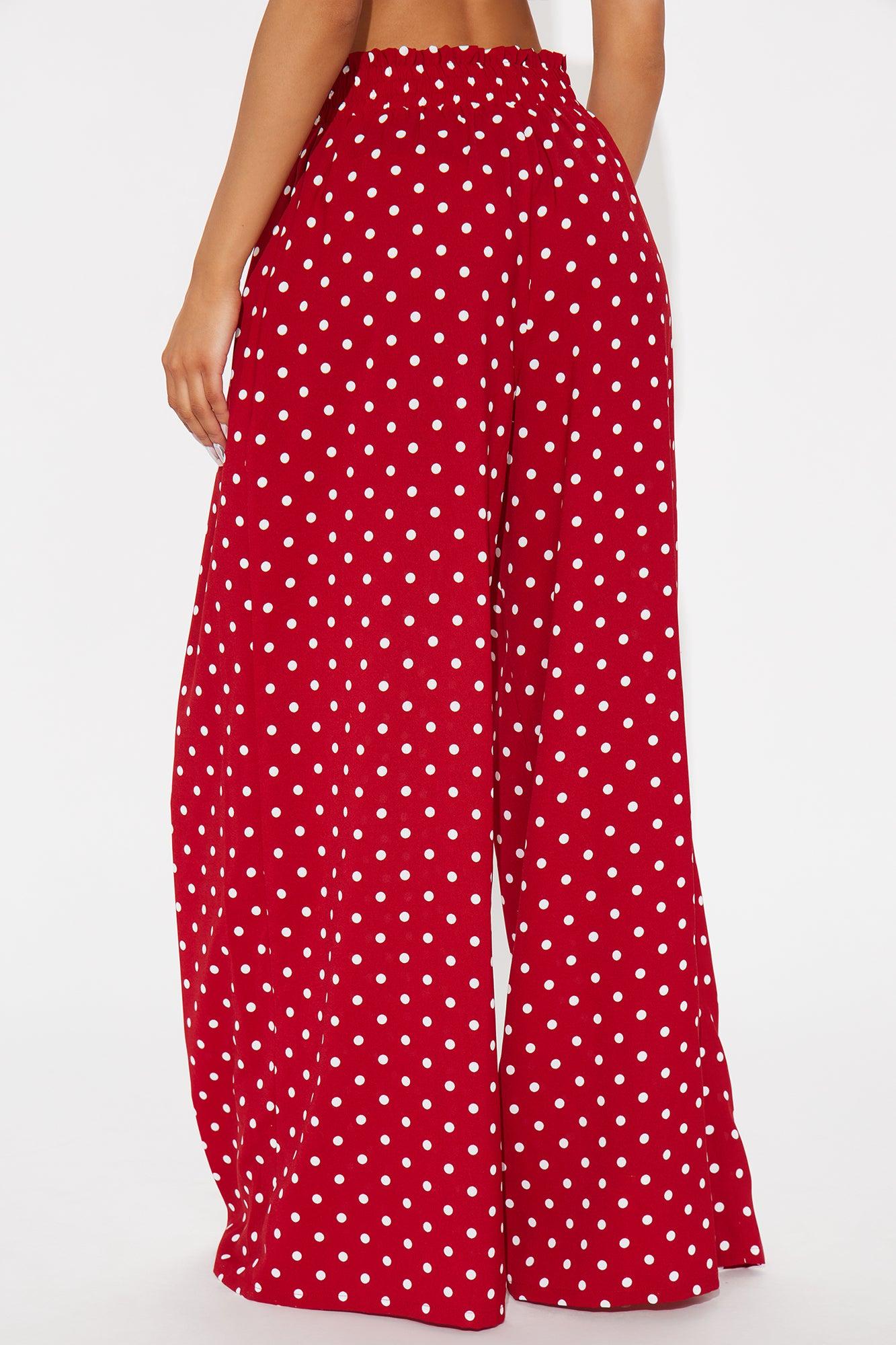 Ella Polka Dot Wide Leg Pant - Red/White Product Image
