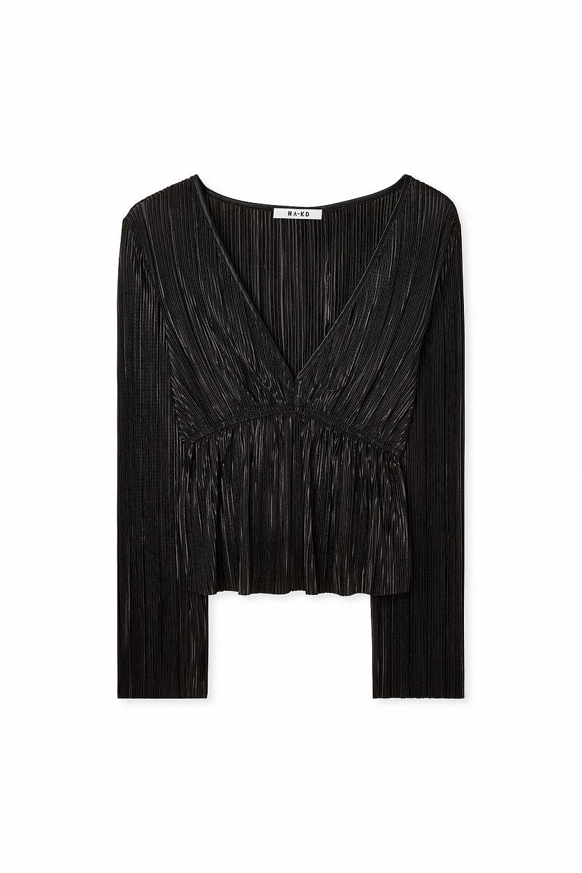 Pleated Long Sleeve Blouse Product Image
