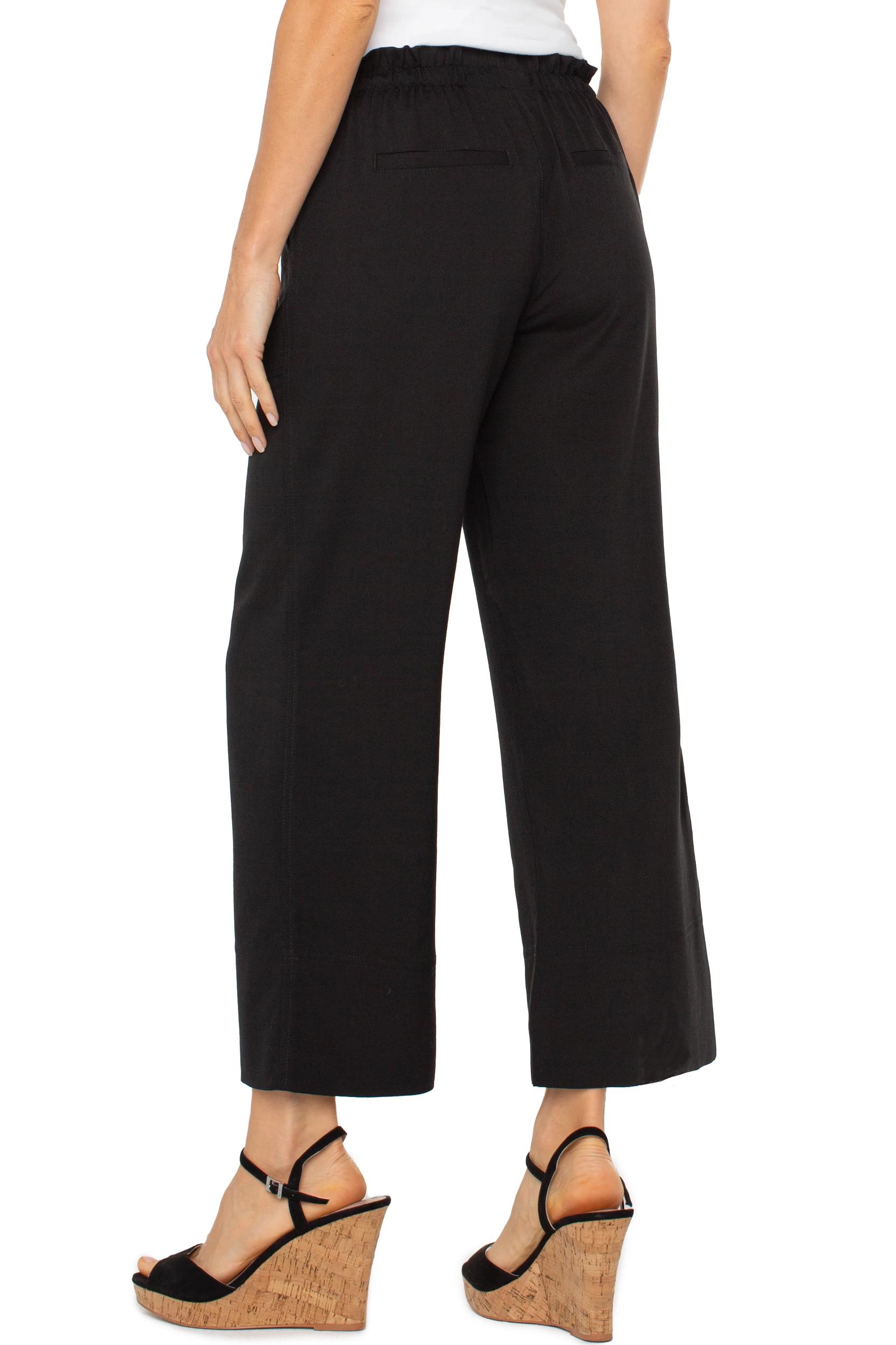 Tie Waist Wide Leg Ankle Pant Product Image