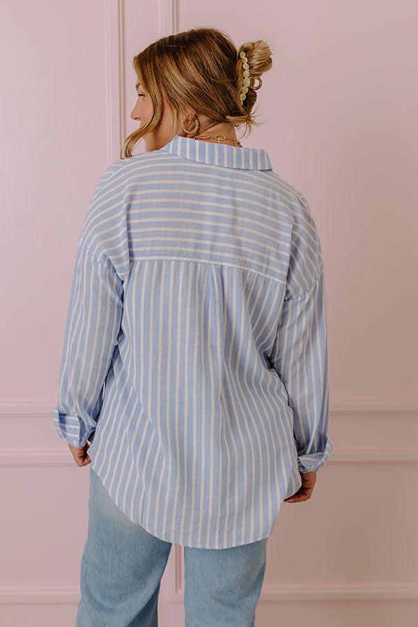Don't Change Stripe Button Up In Sky Blue Product Image