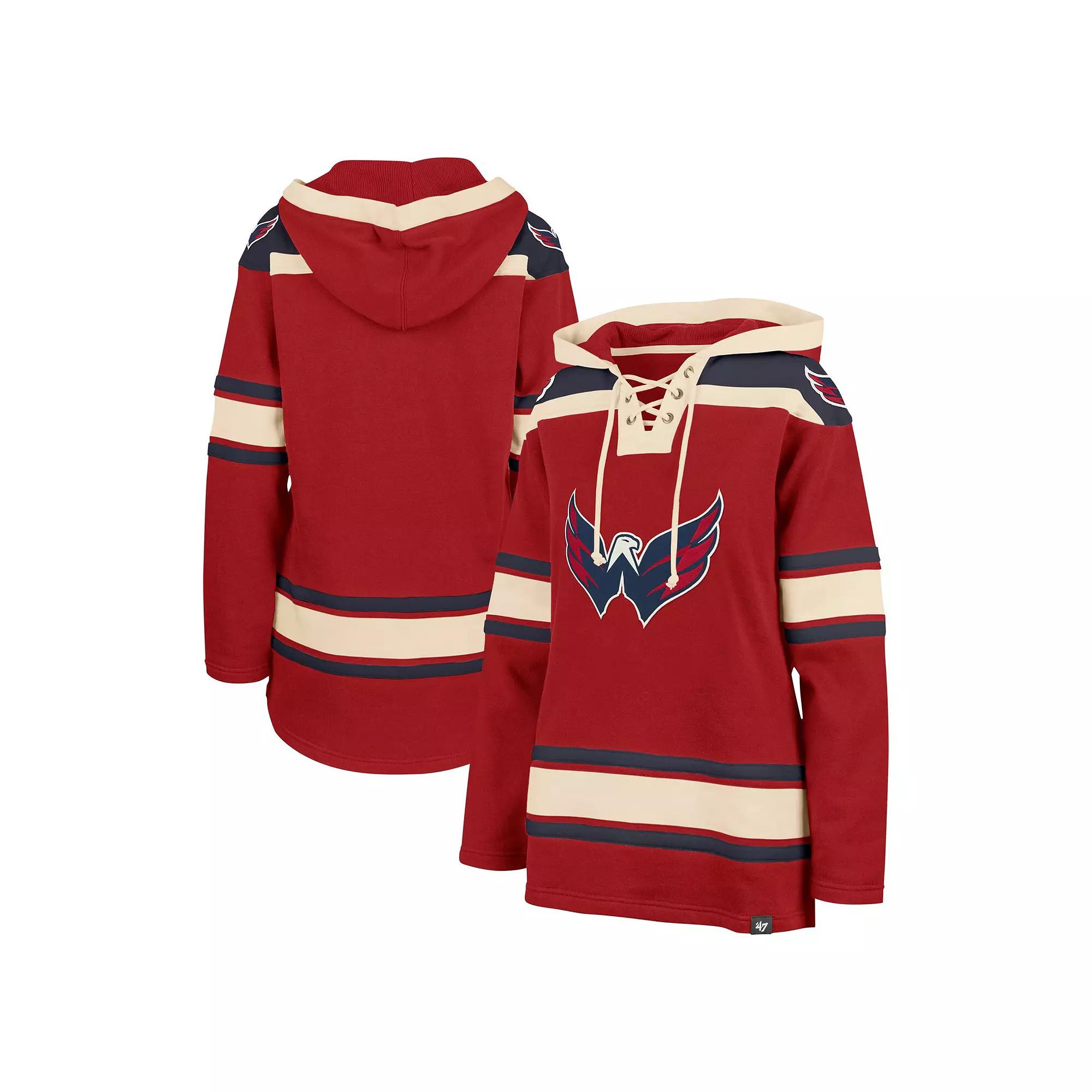 Women's '47 Red Washington Capitals Superior Lacer Pullover Hoodie,  Product Image