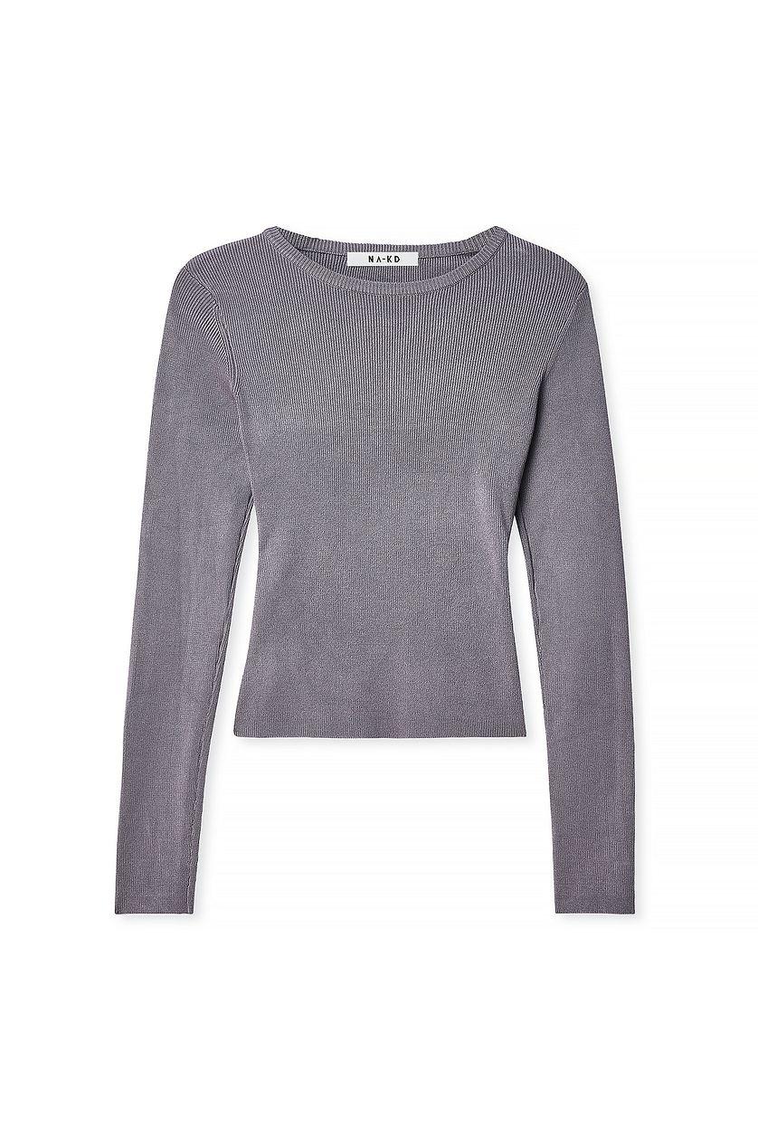 Ribbed Knitted Round Neck Top Product Image