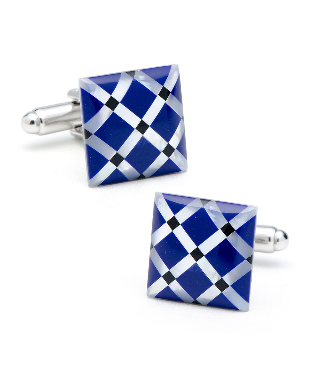 Diamond-Pattern Cufflinks w/ Stones Product Image