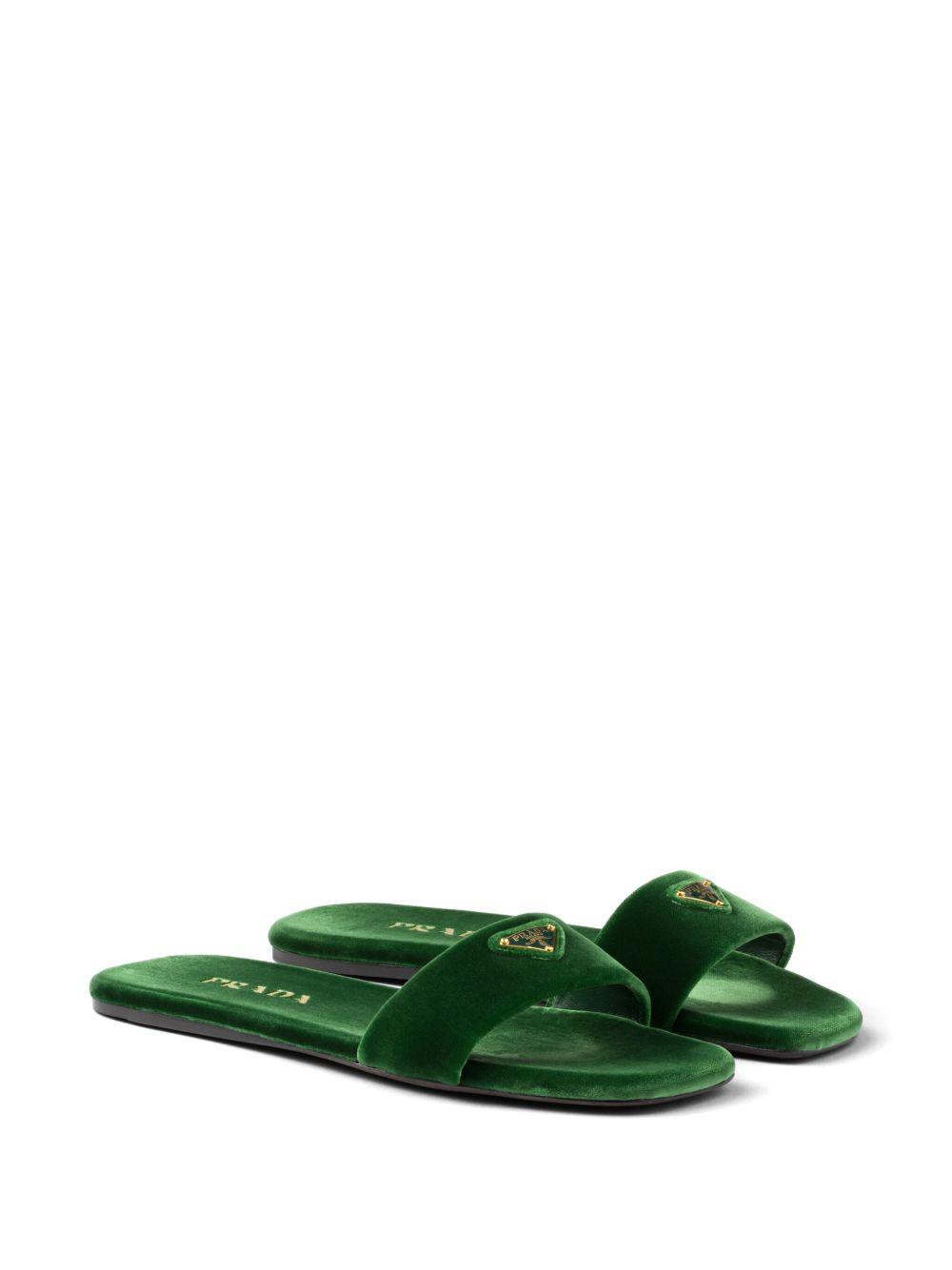 triangle-logo velvet slides Product Image