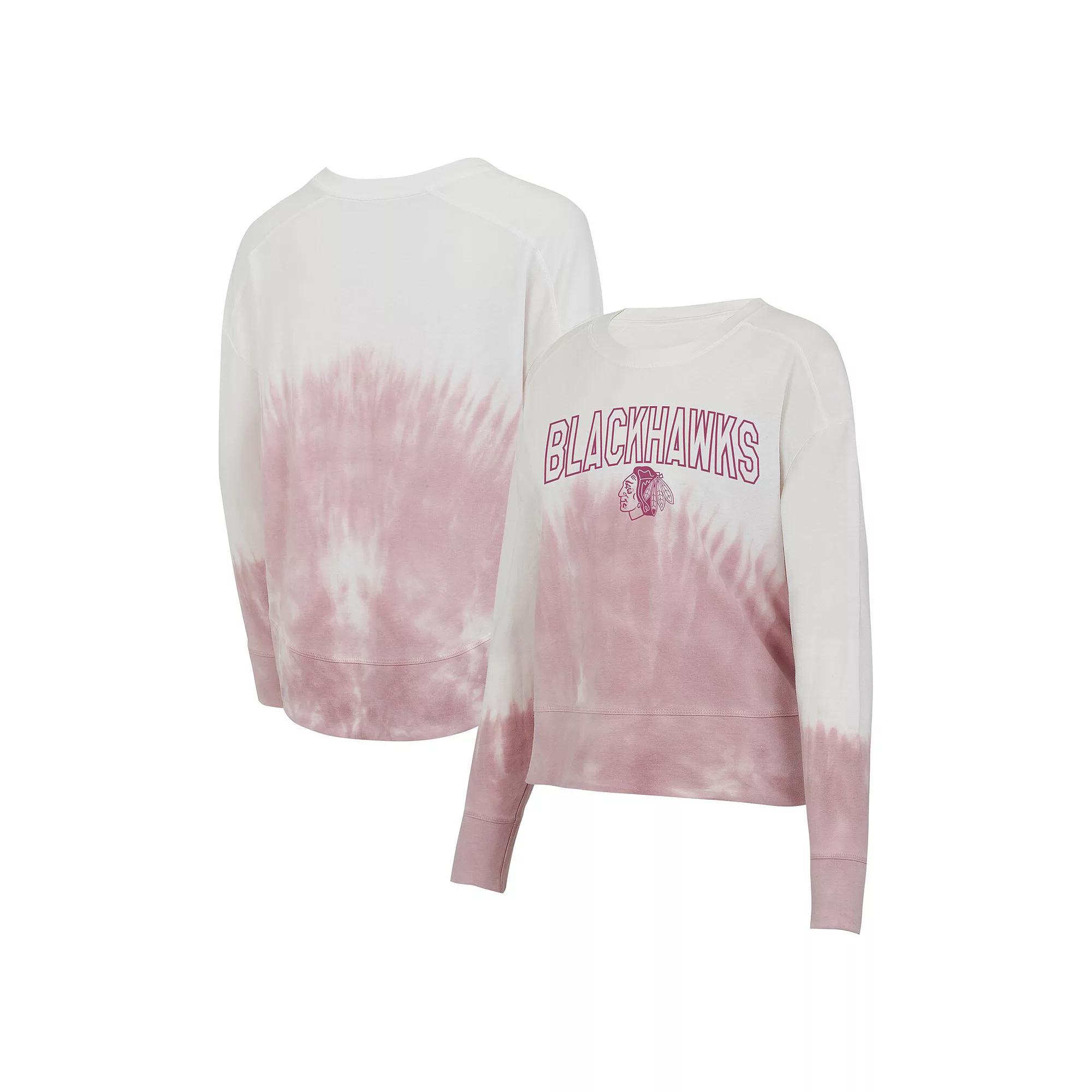 Women's Concepts Sport Pink/White Chicago Blackhawks Orchard Tie-Dye Long Sleeve T-Shirt, Size: Small Product Image