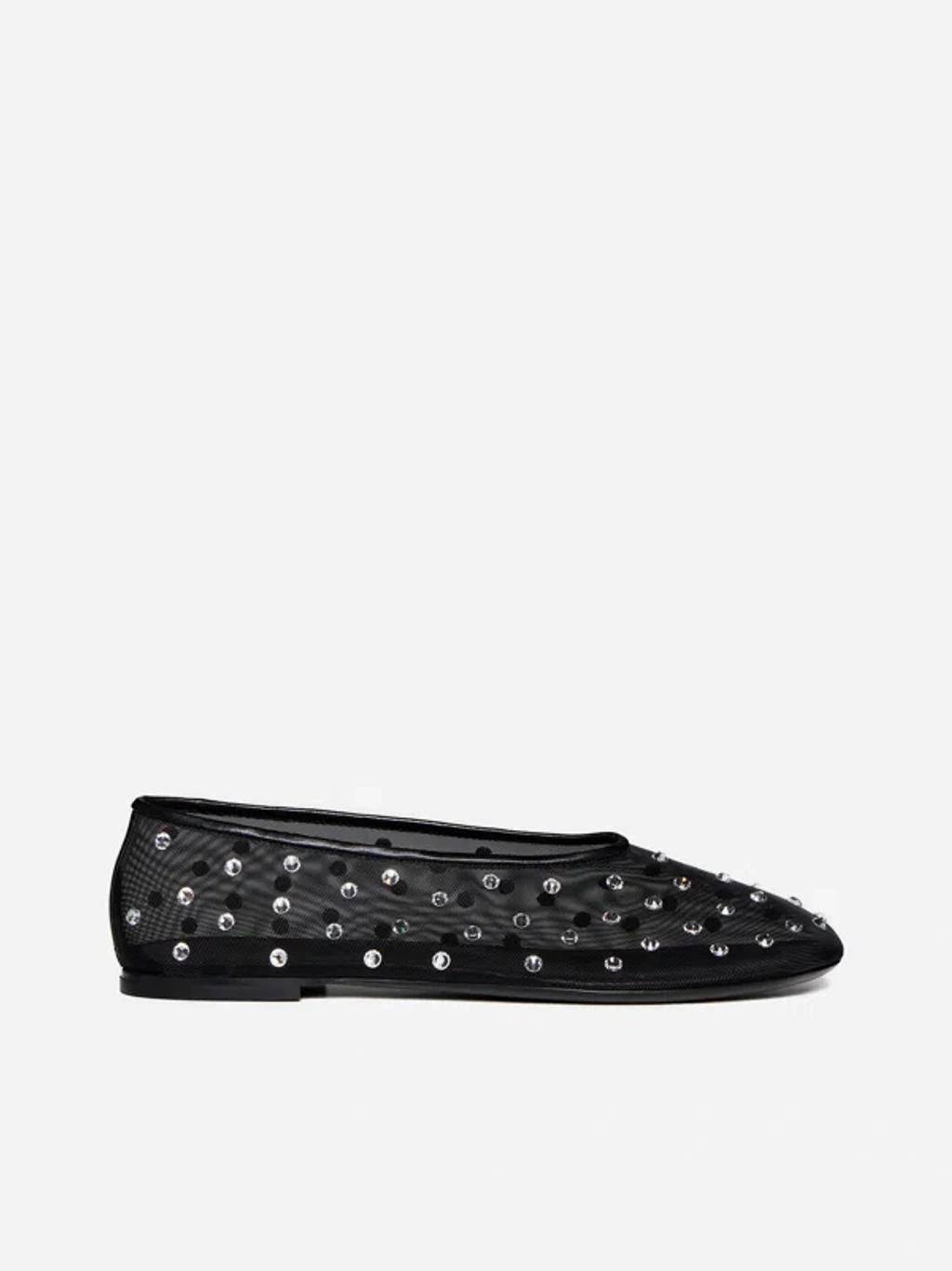 KHAITE Marcy Crystal-embellished Mesh Flats In Black Product Image