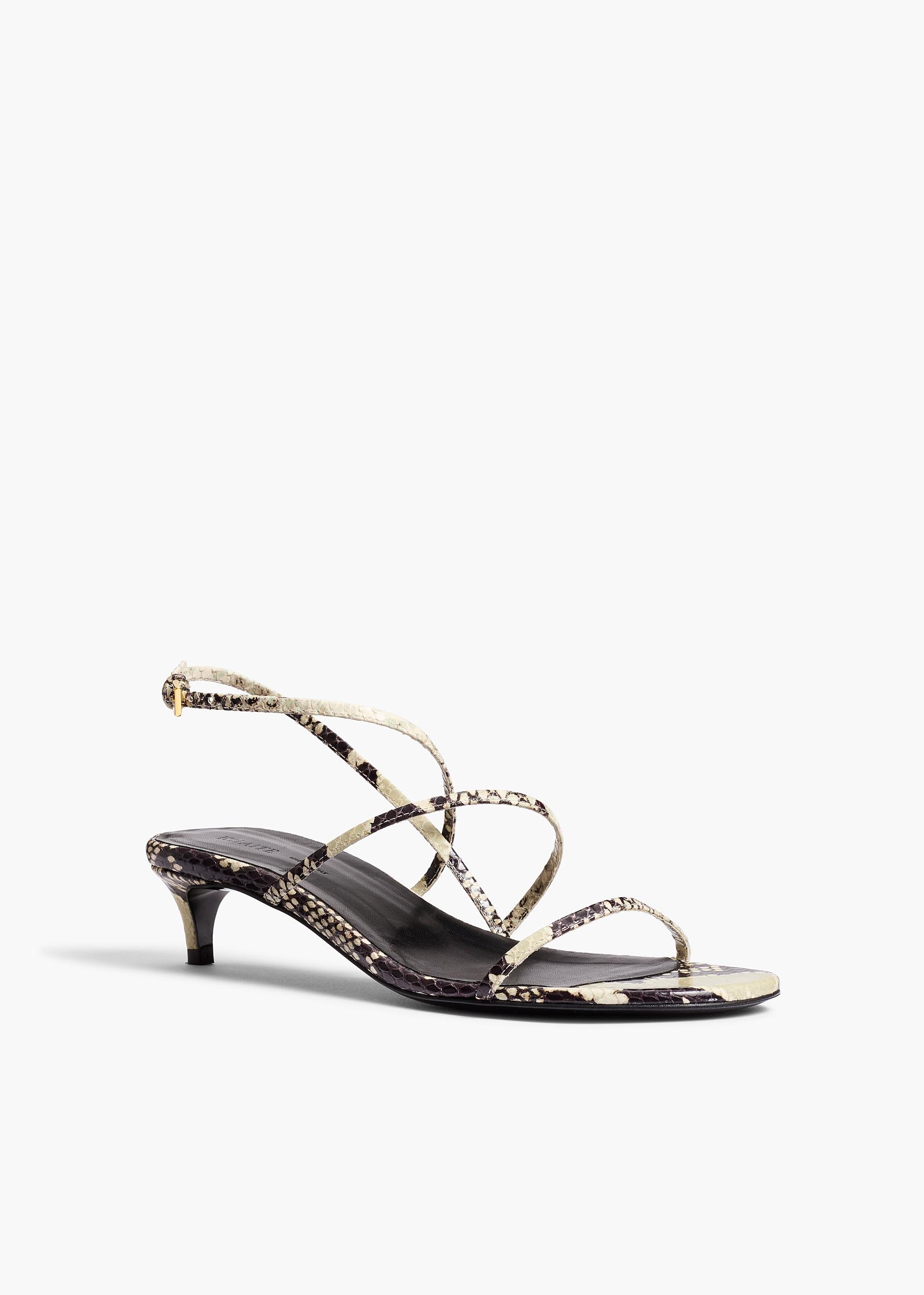 Loop Kitten Heel Sandal in Natural Python-Embossed Leather Product Image