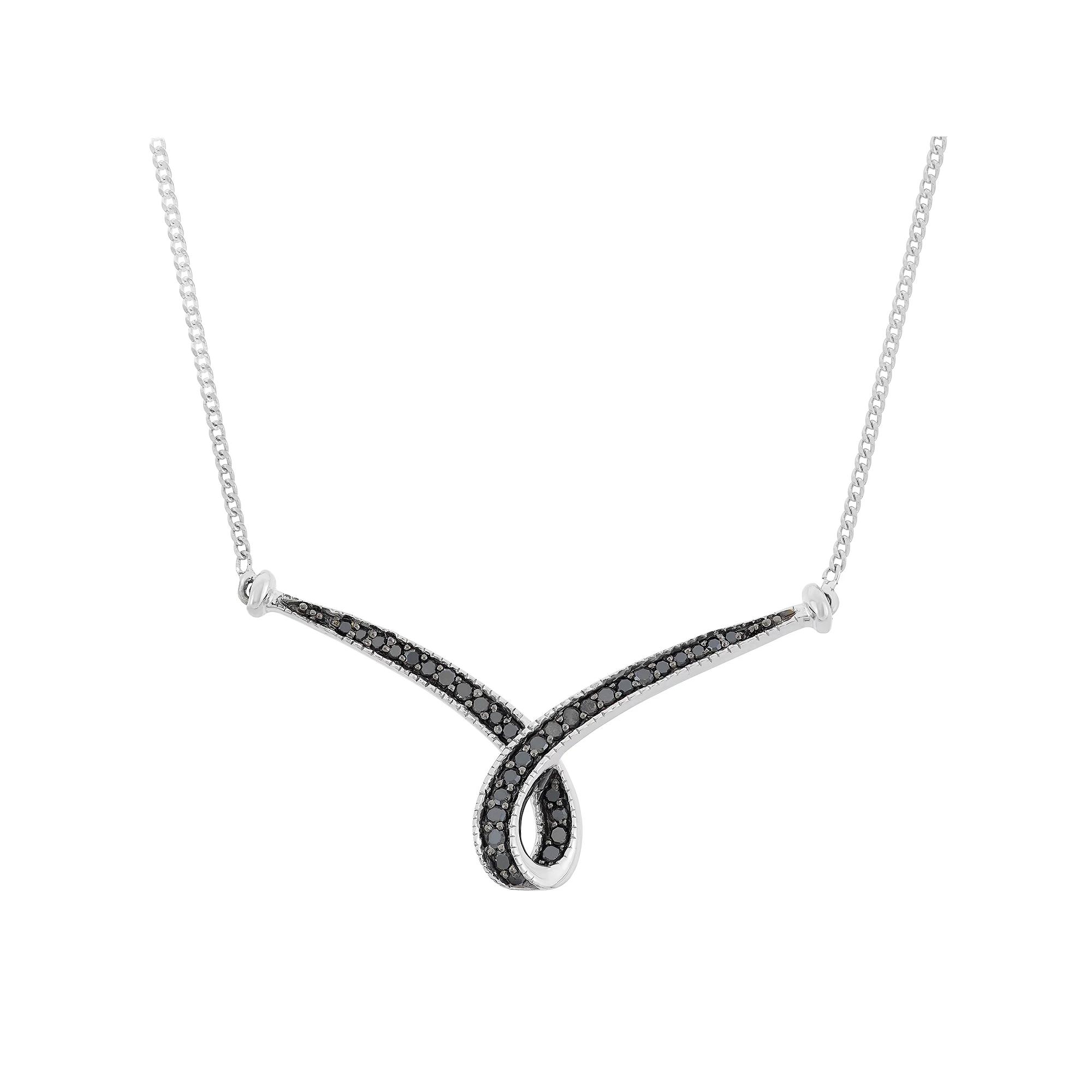 1/4 Carat T.W. Black Diamond Sterling Silver Ribbon Necklace, Women's, Size: 18" Product Image