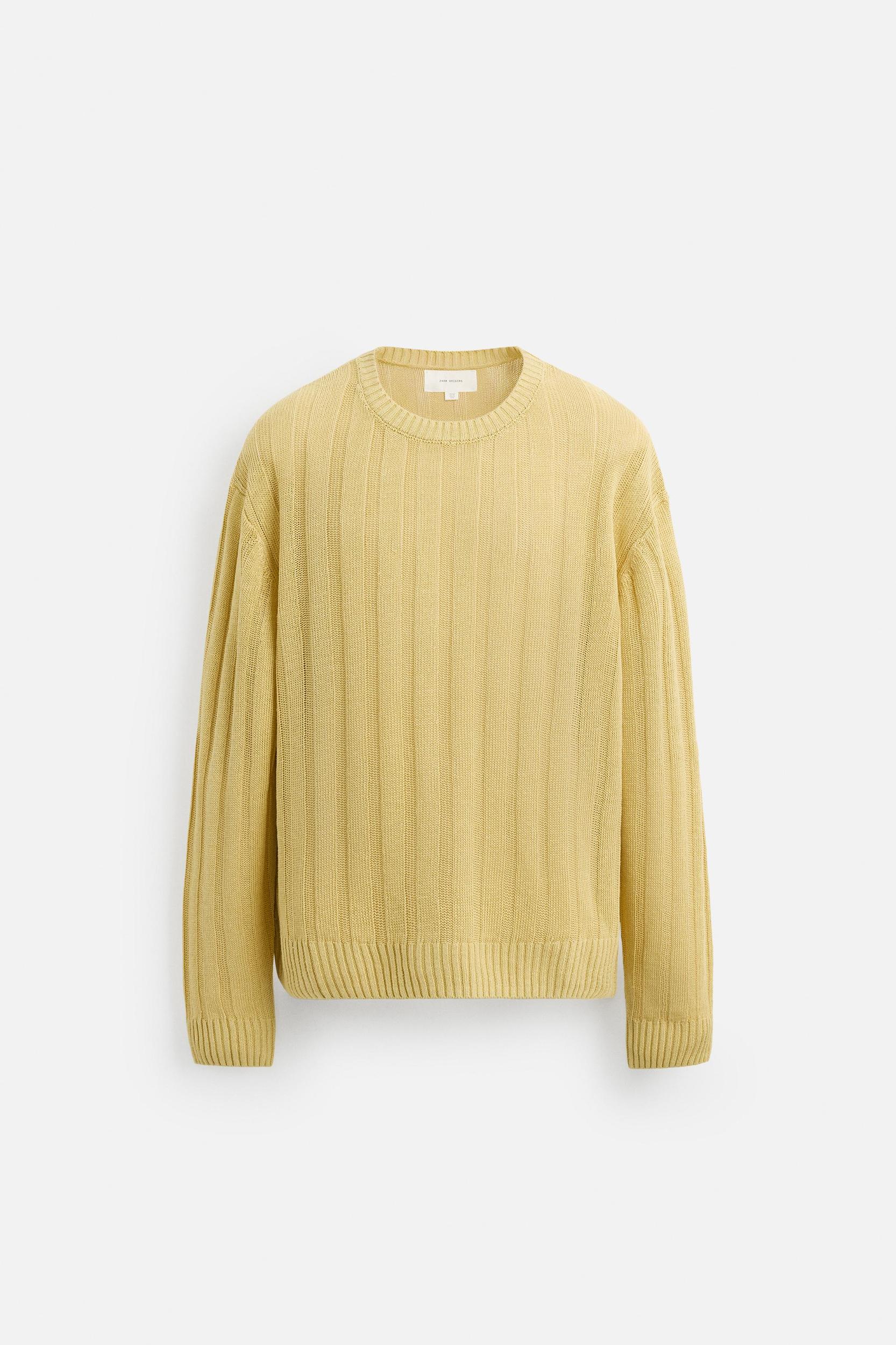100% LINEN RIBBED SWEATER Product Image