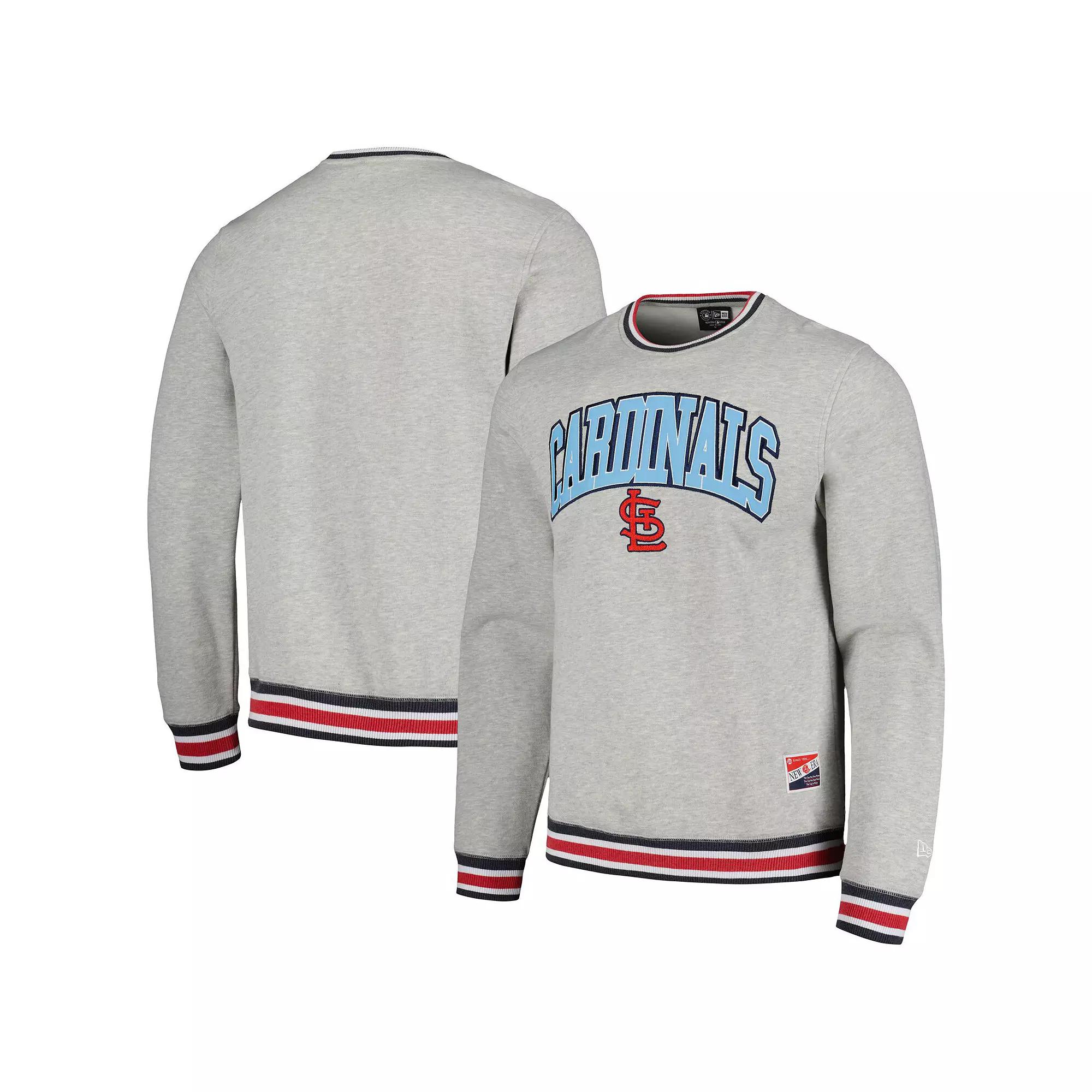 Men's New Era Heather Gray St. Louis Cardinals Throwback Classic Pullover Sweatshirt,  Product Image