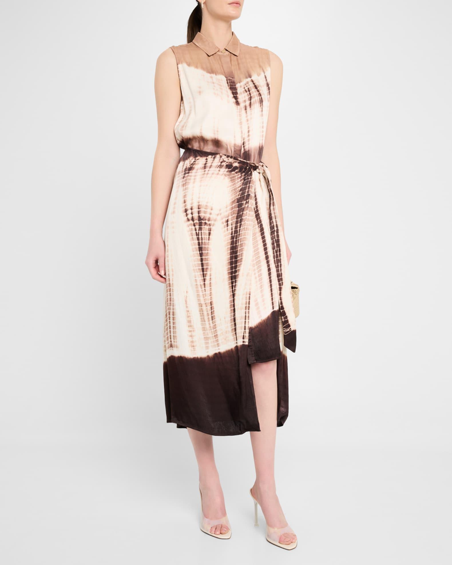 Ivria Tie-Dye Sleeveless Midi Wrap Shirtdress Product Image