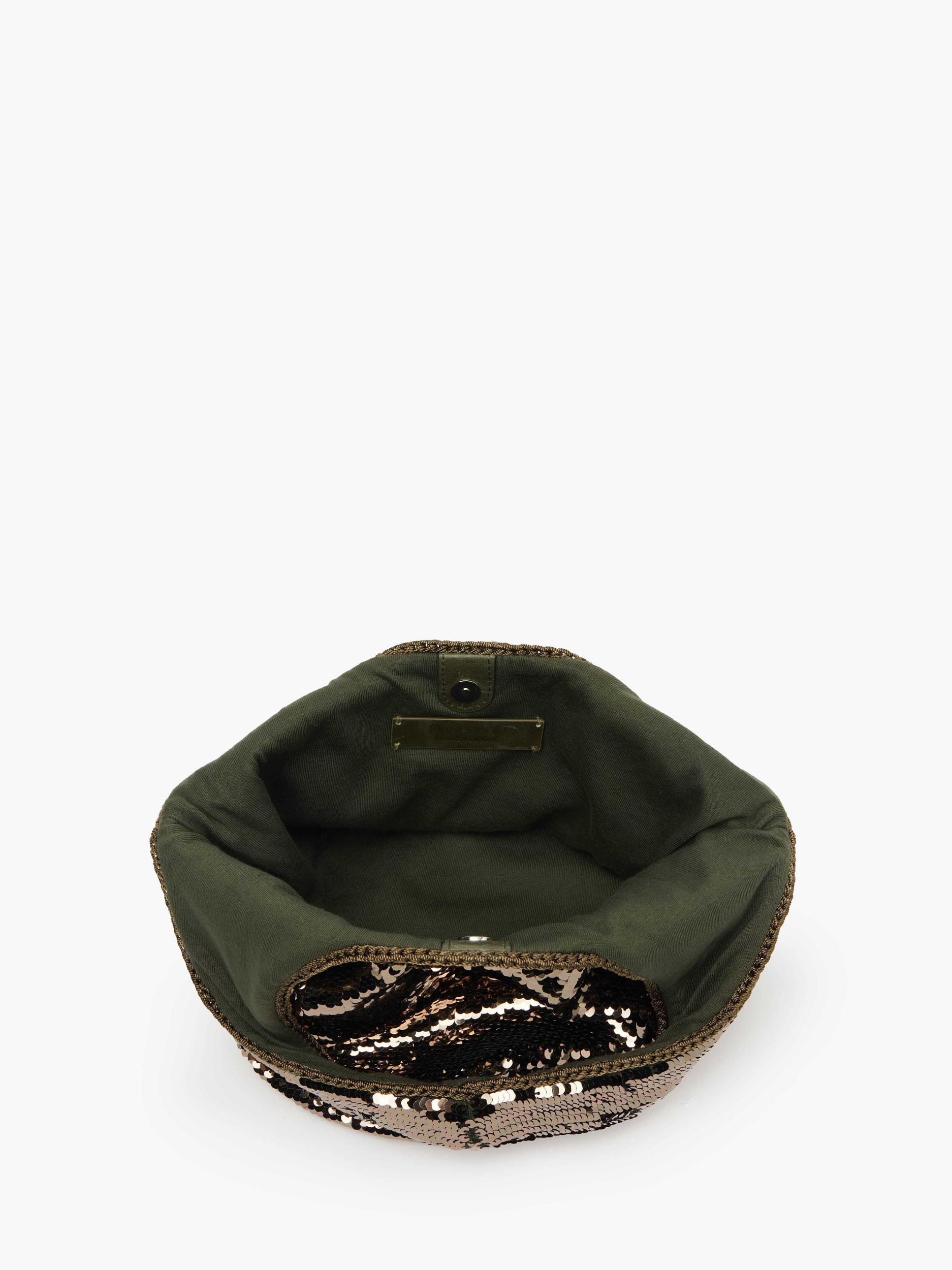 MINI SEQUIN SHOPPER WITH METALLIC CHARM - TOP HANDLE BAG Product Image