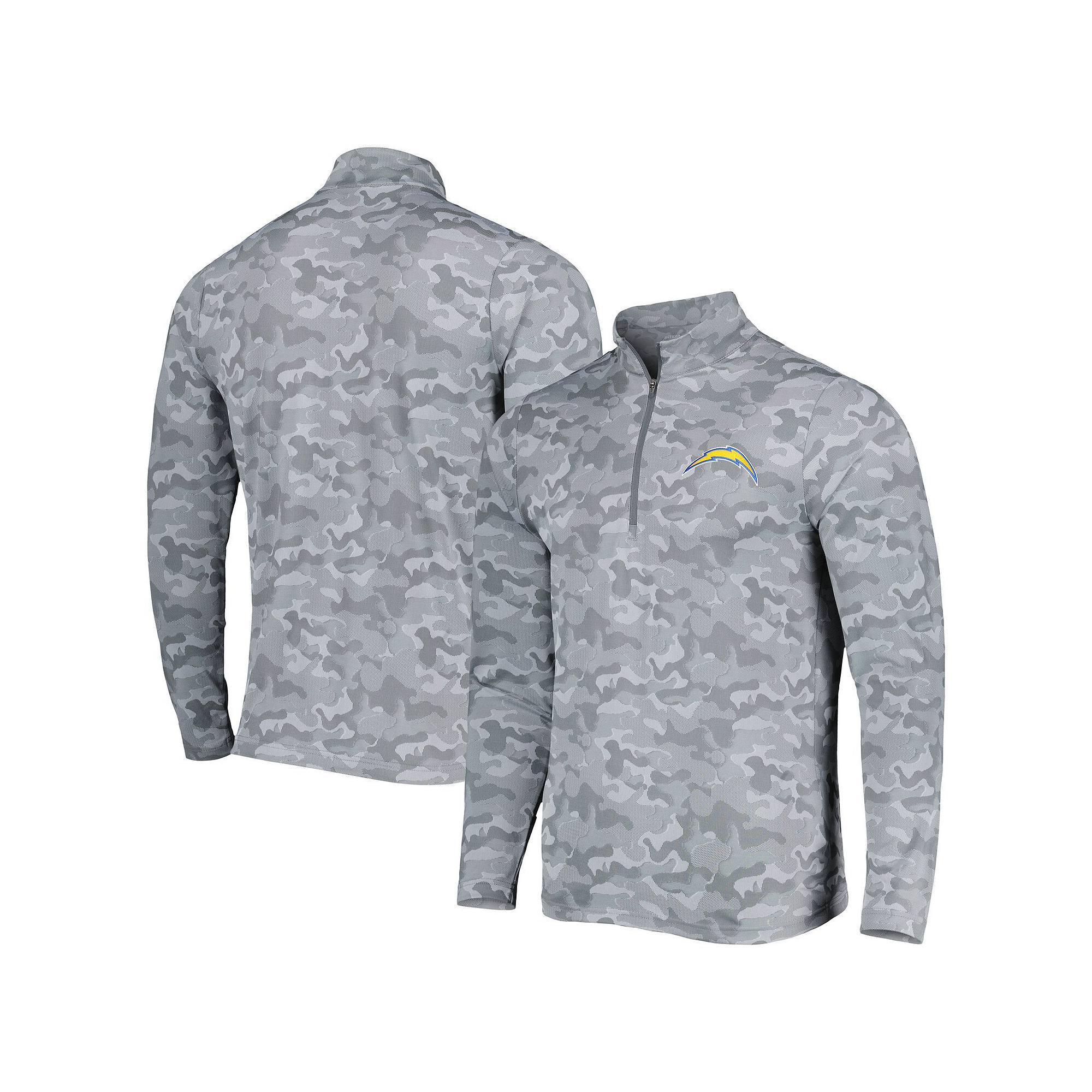 Men's Antigua Gray Los Angeles Chargers Brigade Quarter-Zip Sweatshirt,  Product Image