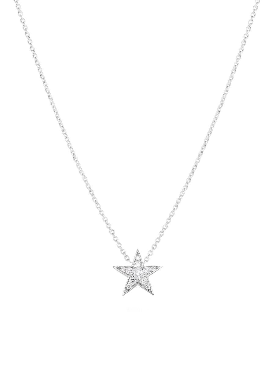 Womens Tiny Treasures 18K White Gold & 0.26 TCW Diamond Star Necklace Product Image