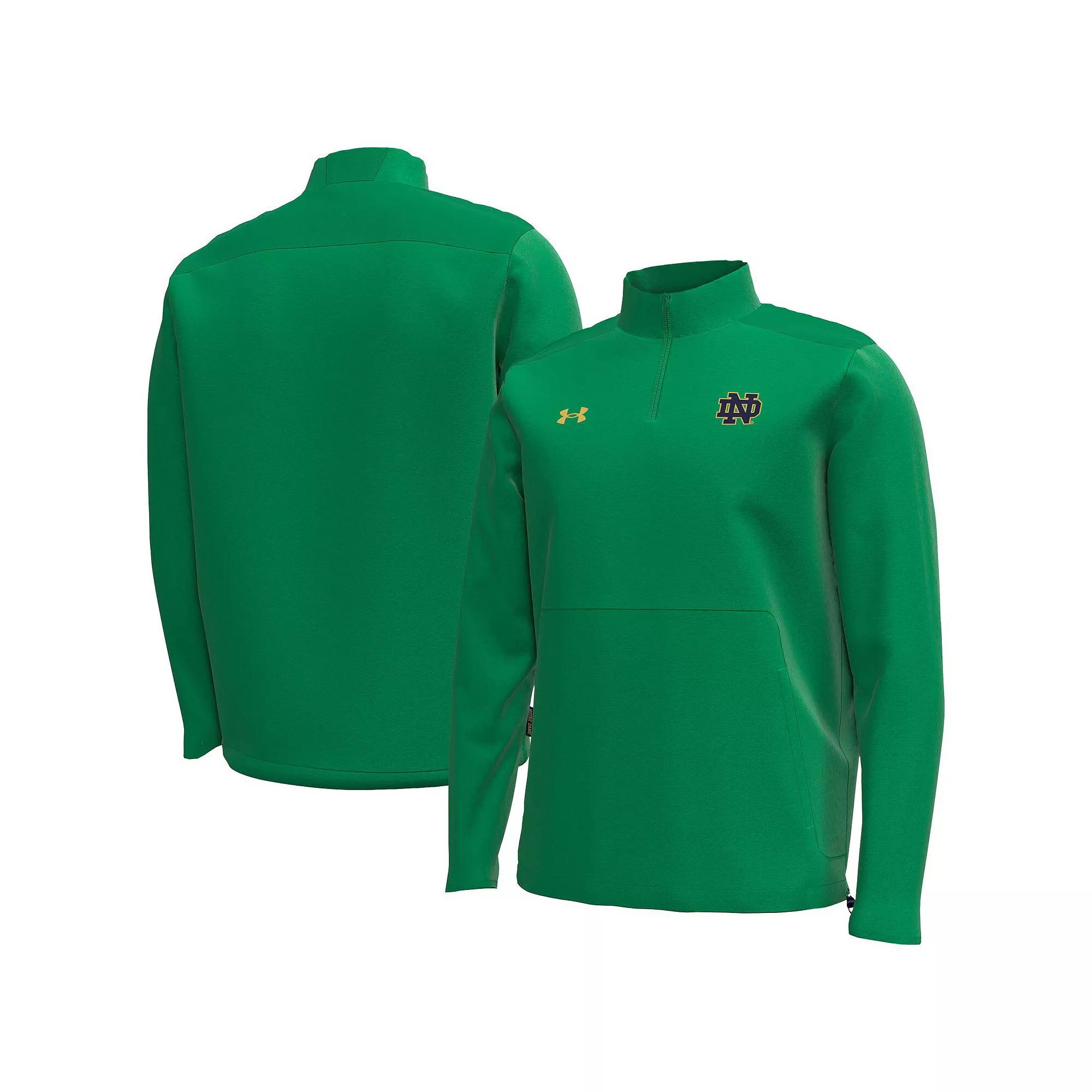 Men's Under Armour  Kelly Green Notre Dame Fighting Irish Motivate Quarter-Zip Performance Jacket, Size: Small Product Image