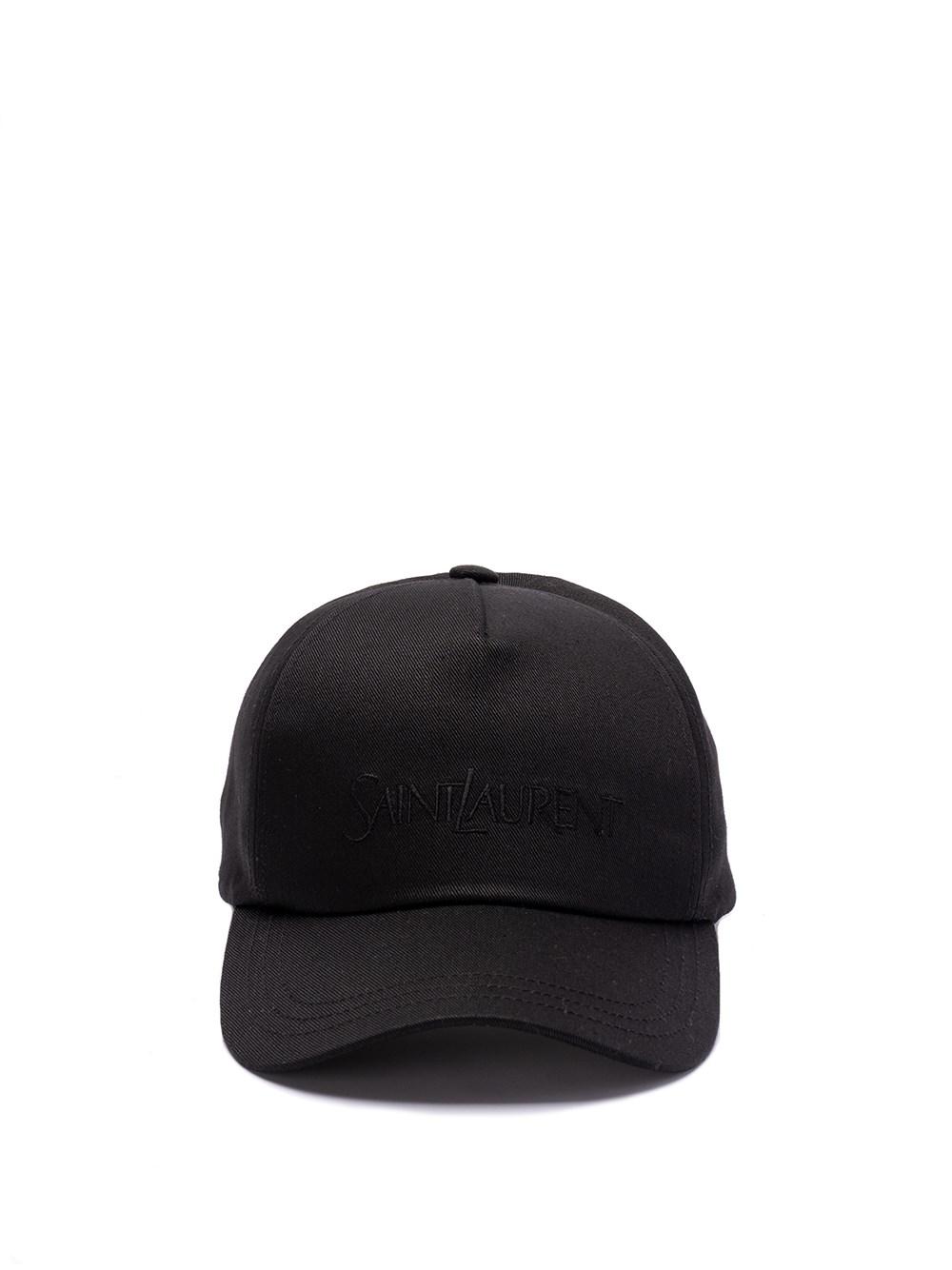 SAINT LAURENT Cotton And Linen Baseball Cap Men In Black Product Image