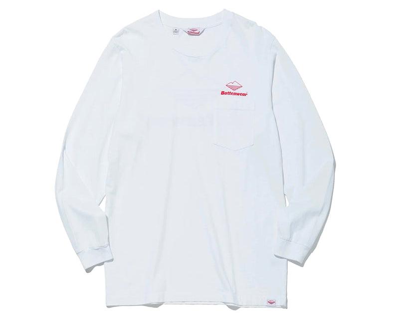 Team L/S Pocket Tee / White x Red Product Image