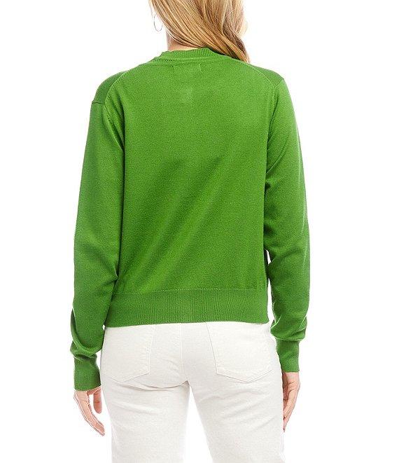 Karen Kane Ribbed Crew Neck Long Sleeve Button Front Cardigan Product Image