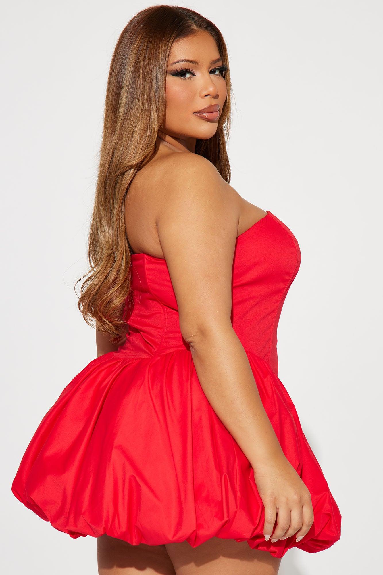 A Night in Paris Bubble Mini Dress - Red Product Image