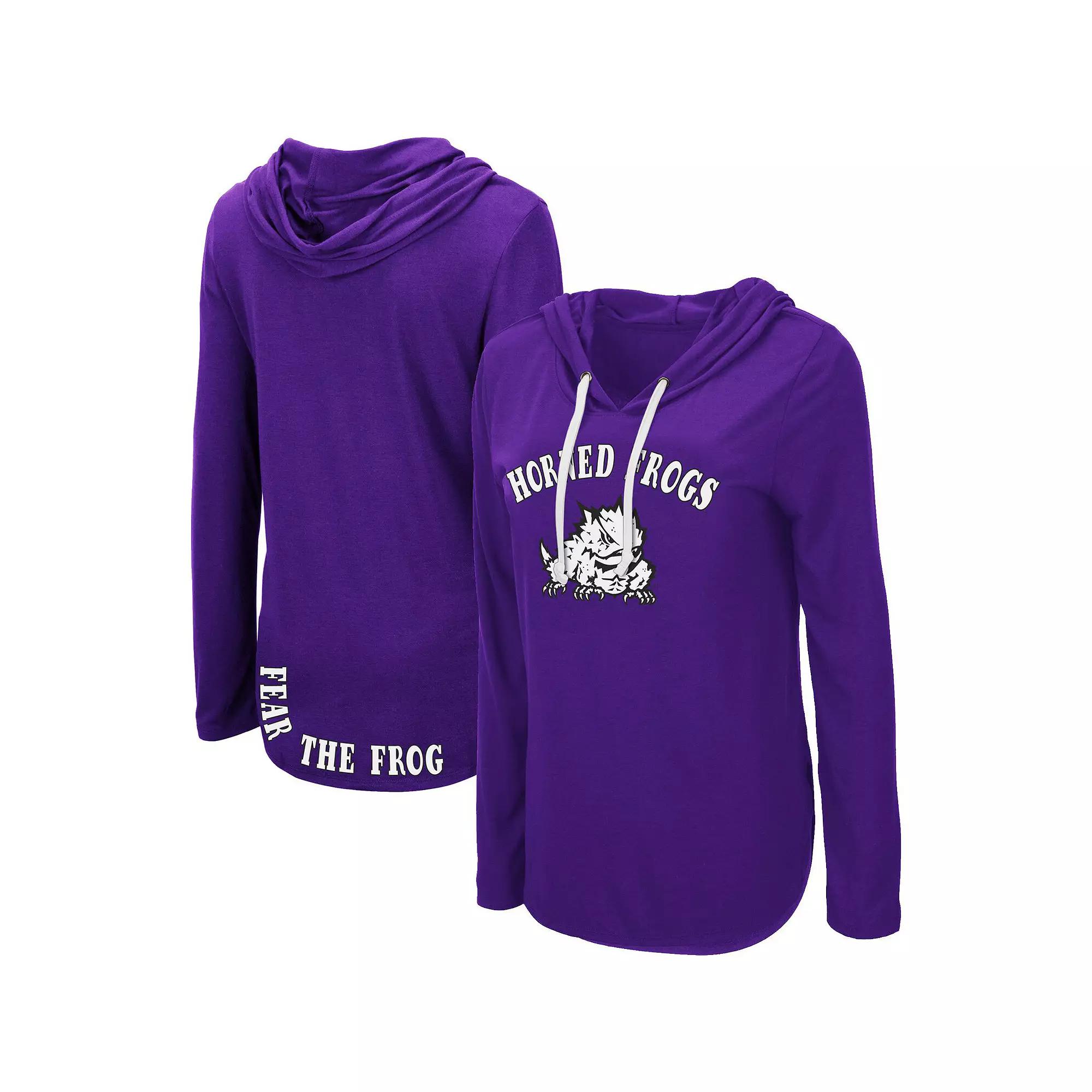 Women's Colosseum Purple TCU Horned Frogs My Lover Lightweight Hooded Long Sleeve T-Shirt,  Product Image