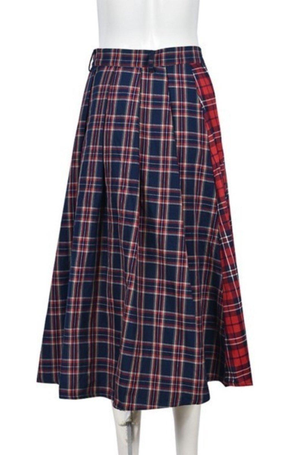 Mixed Plaid Kilt Skirt Product Image