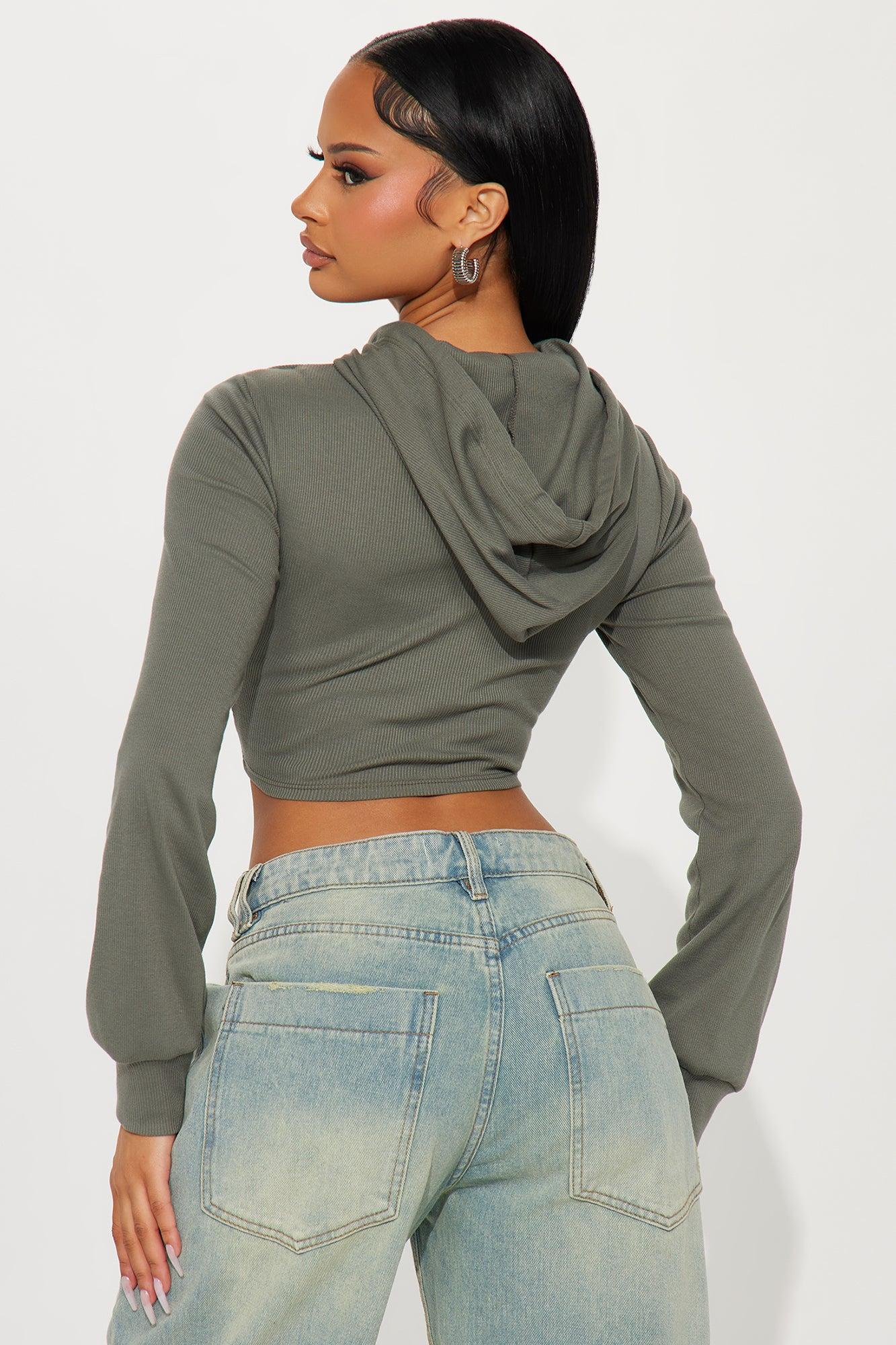 Indie Ribbed Hoodie - Olive Product Image