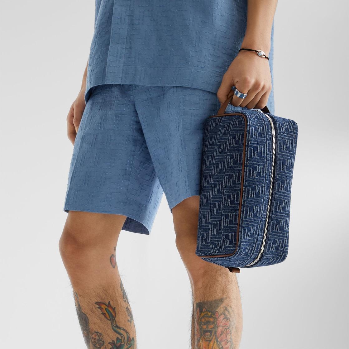 FF Toiletry Case MediumBlue denim-effect FF Jacquard toiletry case Product Image