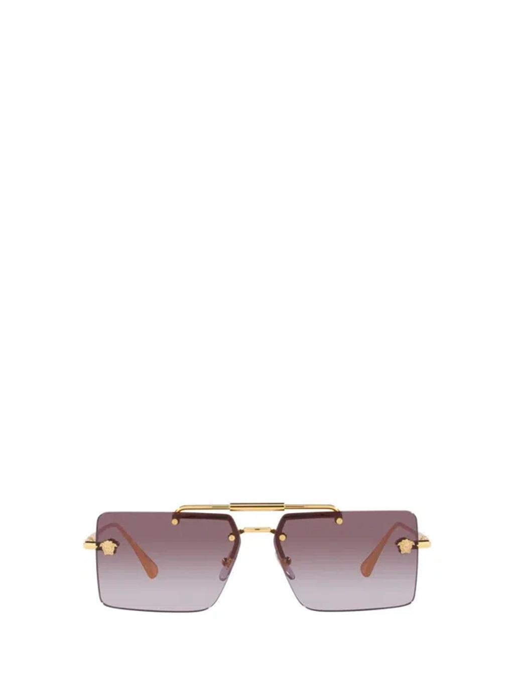 VERSACE Pink Gradient Flash Mirror Rectangular Ladies Sunglasses Ve2245 100258 60 In Brown Product Image