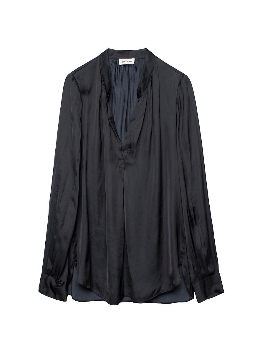 Womens Tink Draped Satin Blouse Product Image
