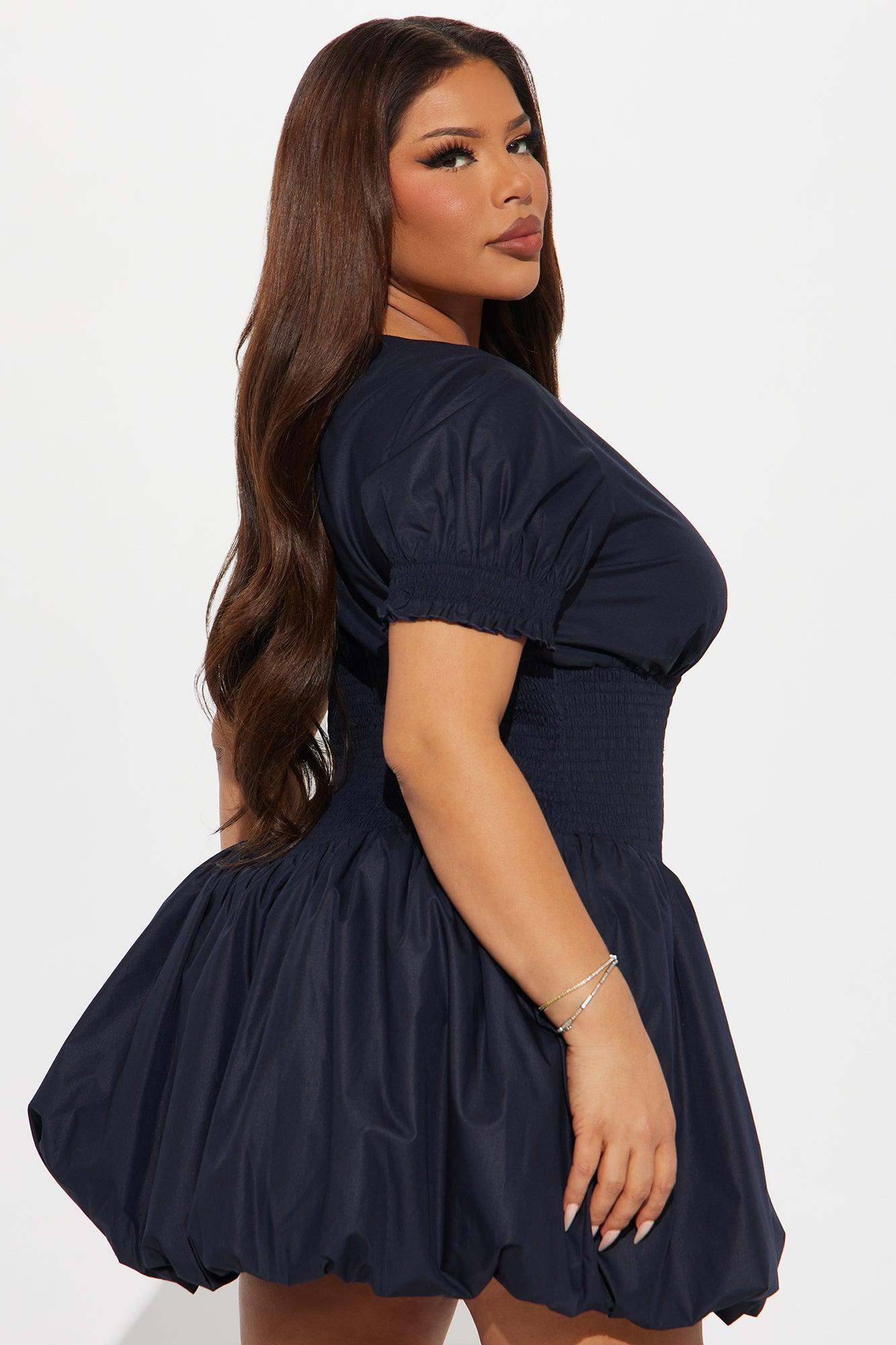 Perfect View Bubble Mini Dress - Navy Product Image