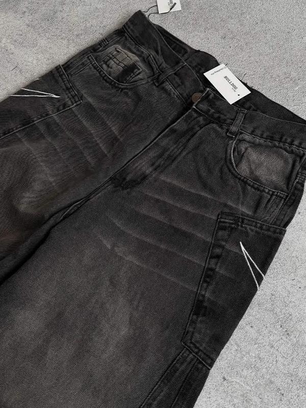 Retro Star Embroidery Boyfriend Jeans Product Image