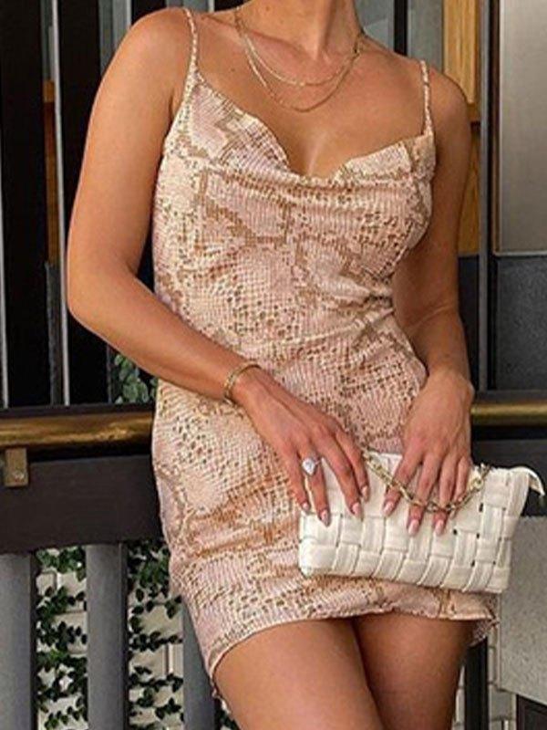 Snake Pattern Slip Mini Dress Product Image