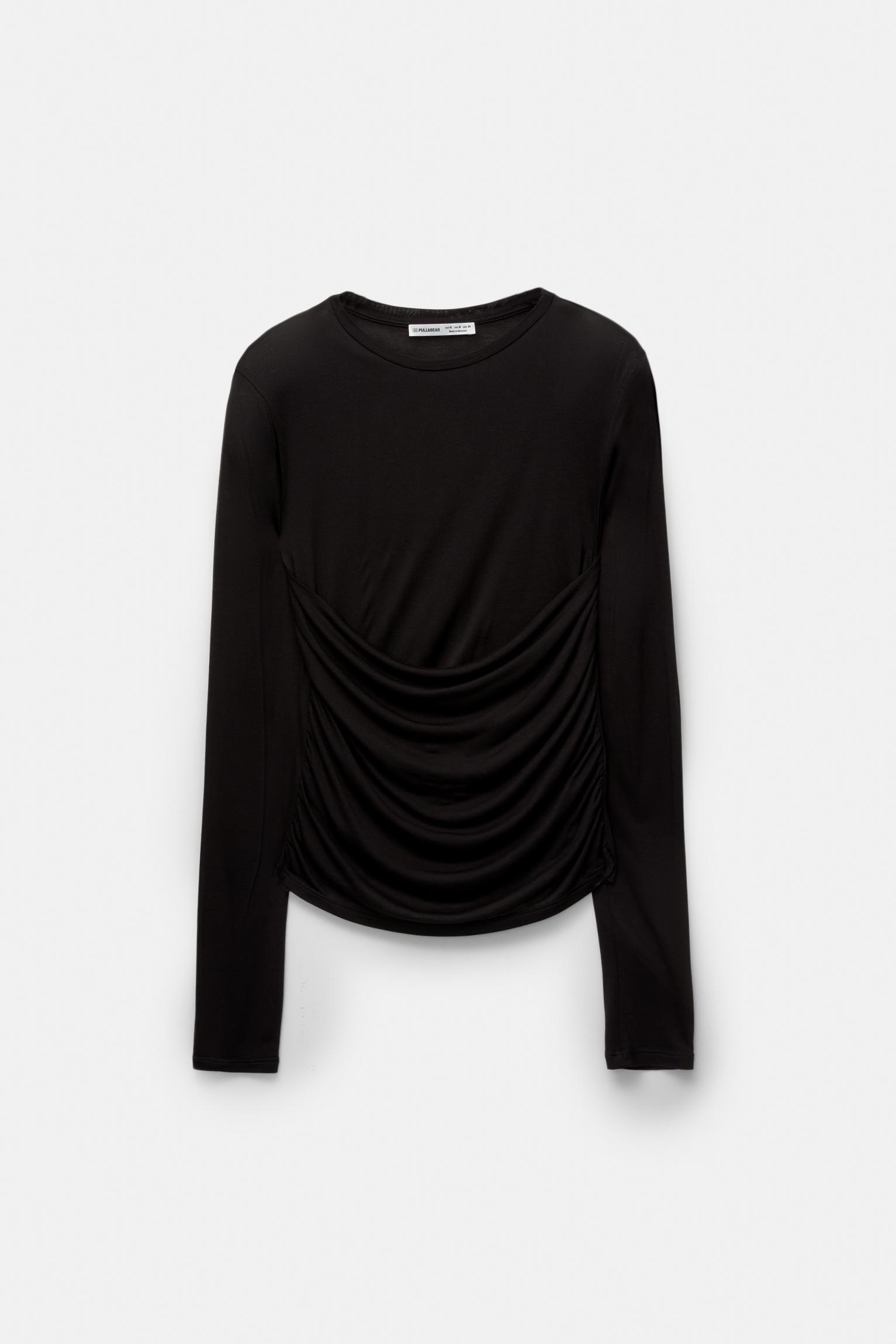 Long sleeve draped T-shirt Product Image