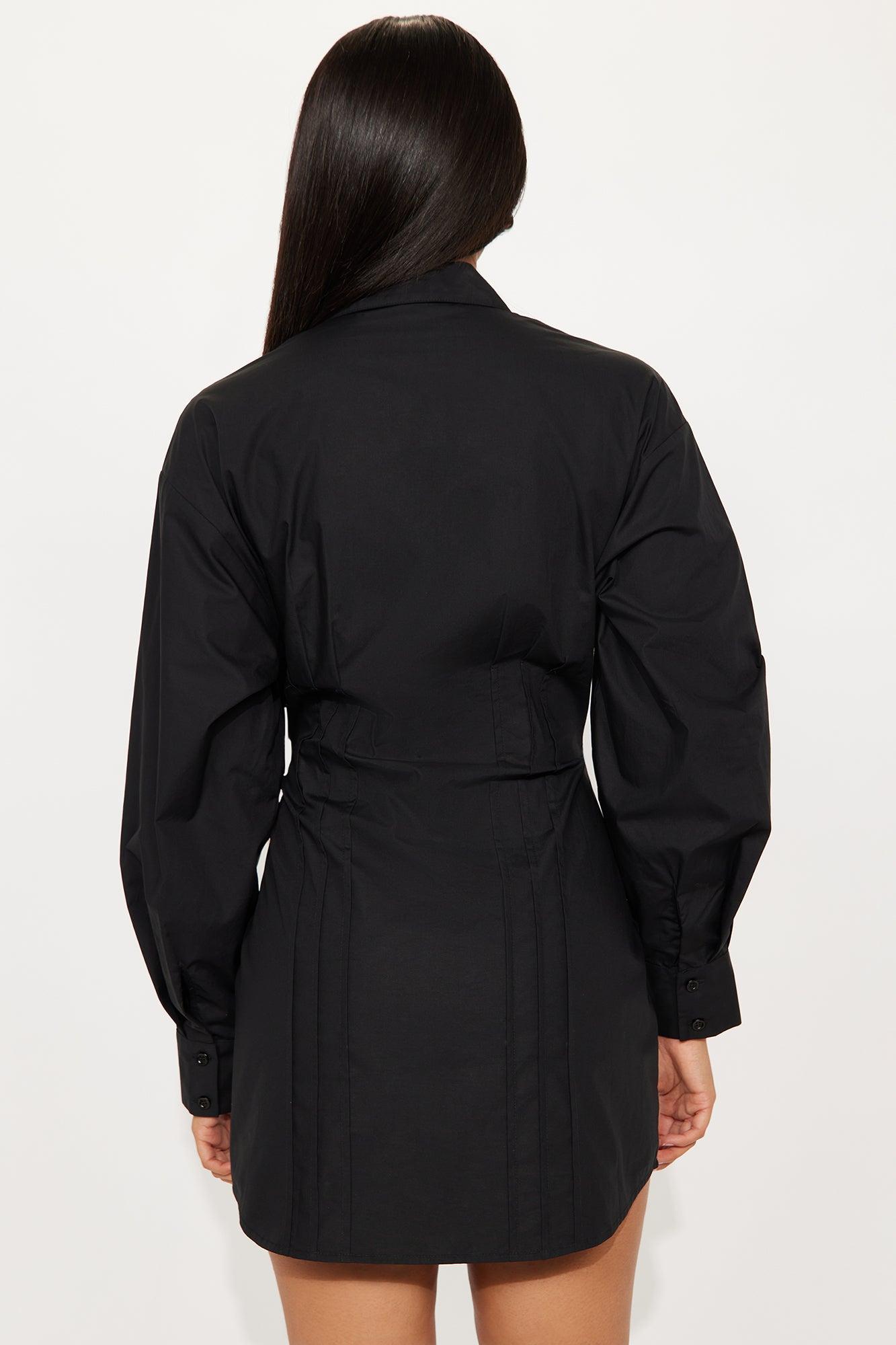 Vera Collar Shirt Mini Dress - Black Female Product Image