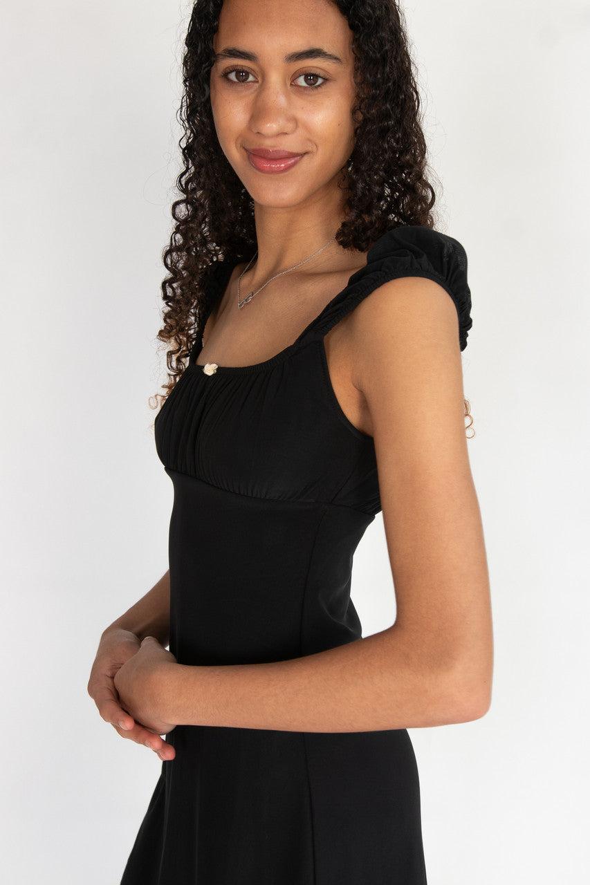 Satin Rose Mesh Babydoll Dress Product Image