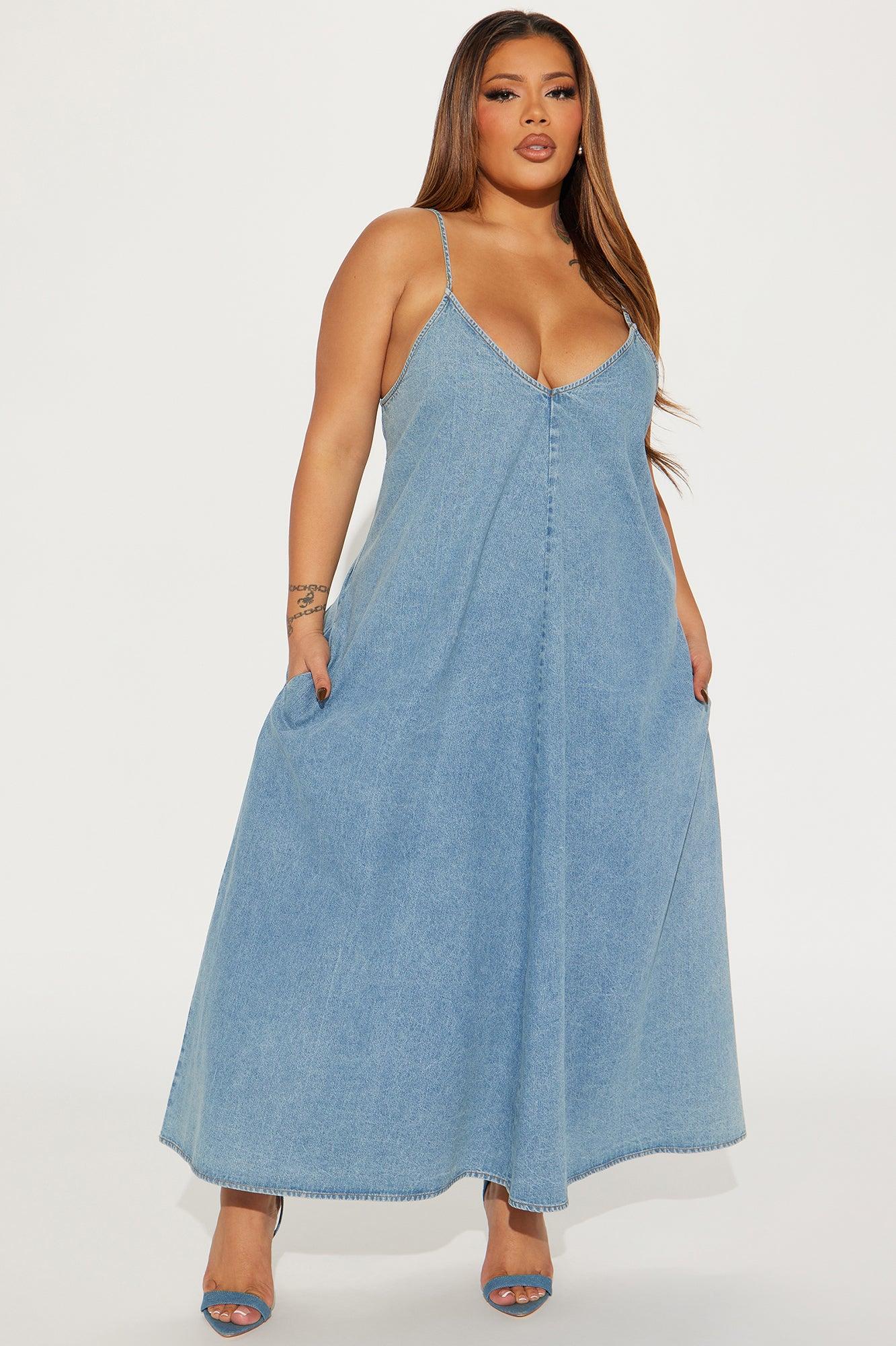 Desiree Denim Maxi Dress - Light Wash Product Image