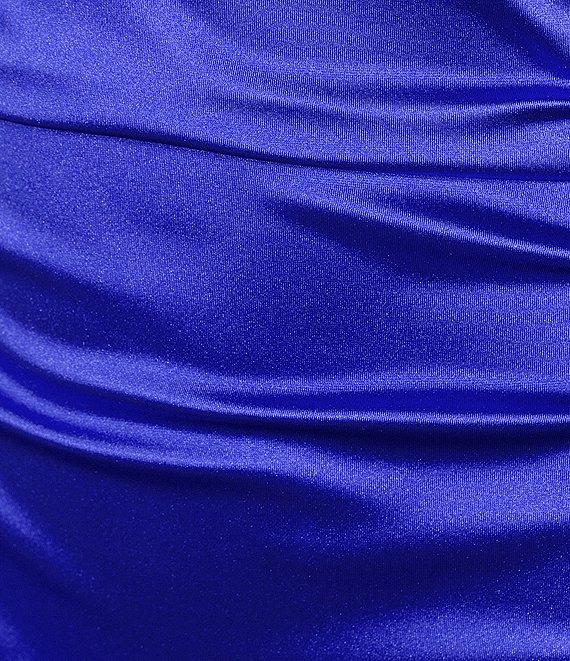 Honey and Rosie Spaghetti Strap V-Neck Royal Sateen Dress Product Image