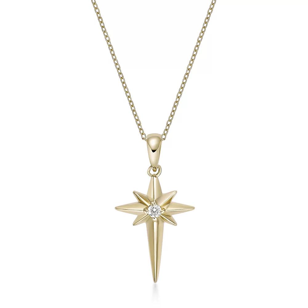 Gemminded 18k Gold Over Silver Lab-Grown Diamond Accent Star Pendant Necklace, Women's, Size: 18", Gold Tone Product Image