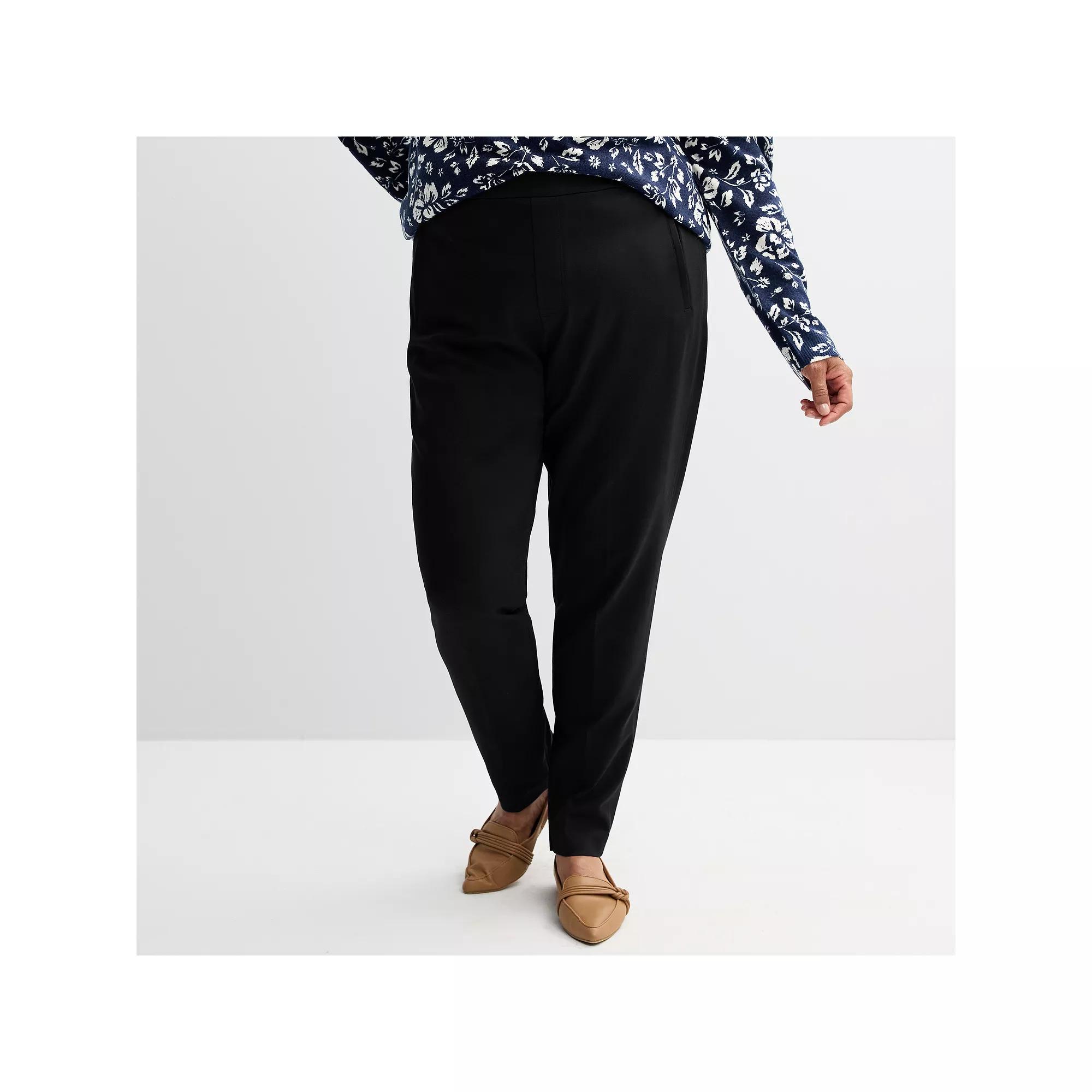 Plus Size Croft & Barrow® Ponte Classic Straight Pants, Women's, Size: 5XL, Seattle Blue Product Image